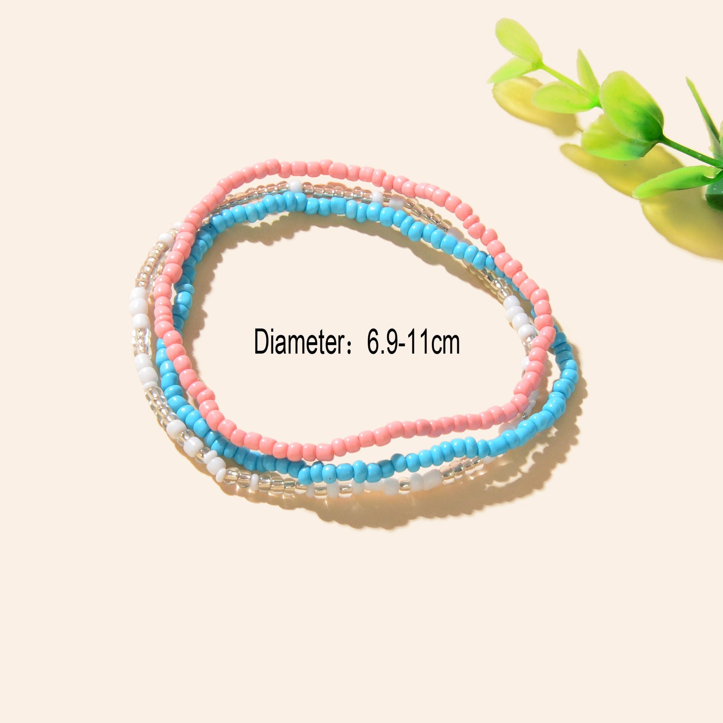 3pcs Bohemian Handmade Colorful Seed Beads Layered Anklets Holiday Beach Jewelry