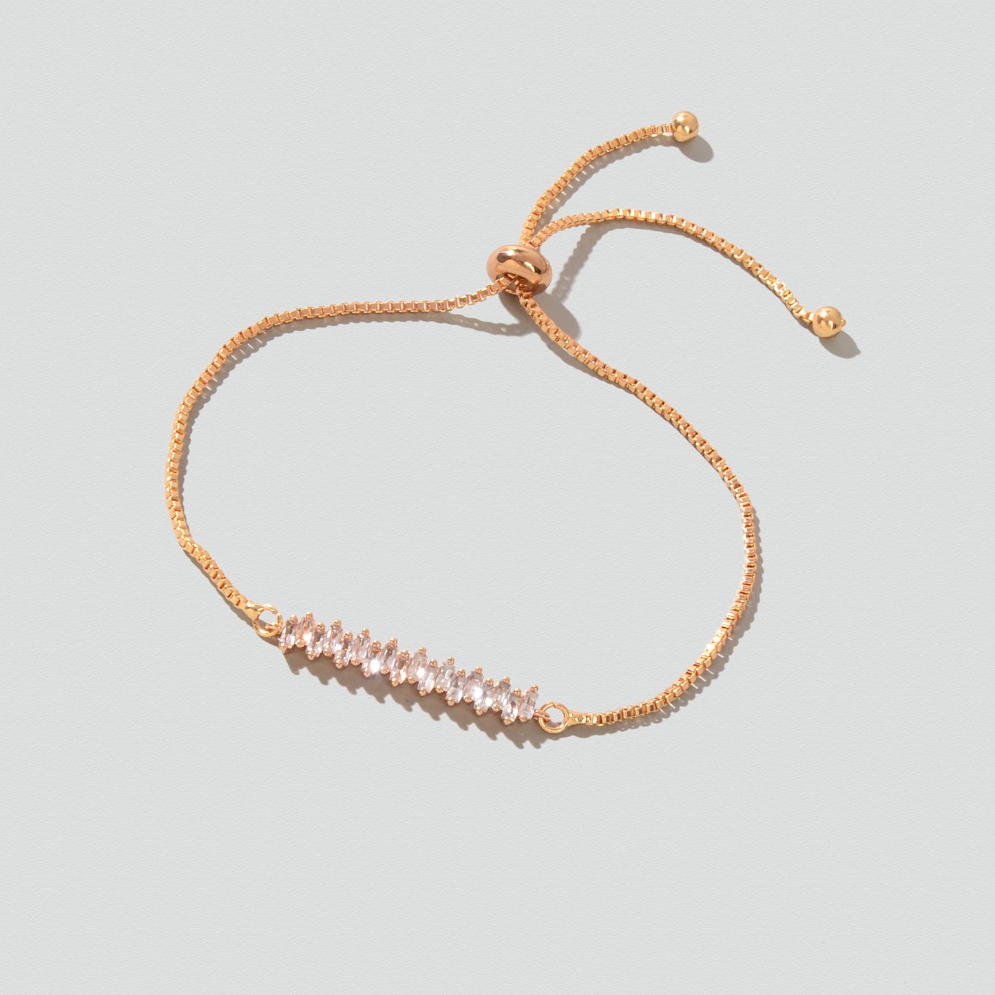 Elegant Rhinestone Decor Golden Chain Adjustable Bracelet Wedding Bridal Party Jewelry