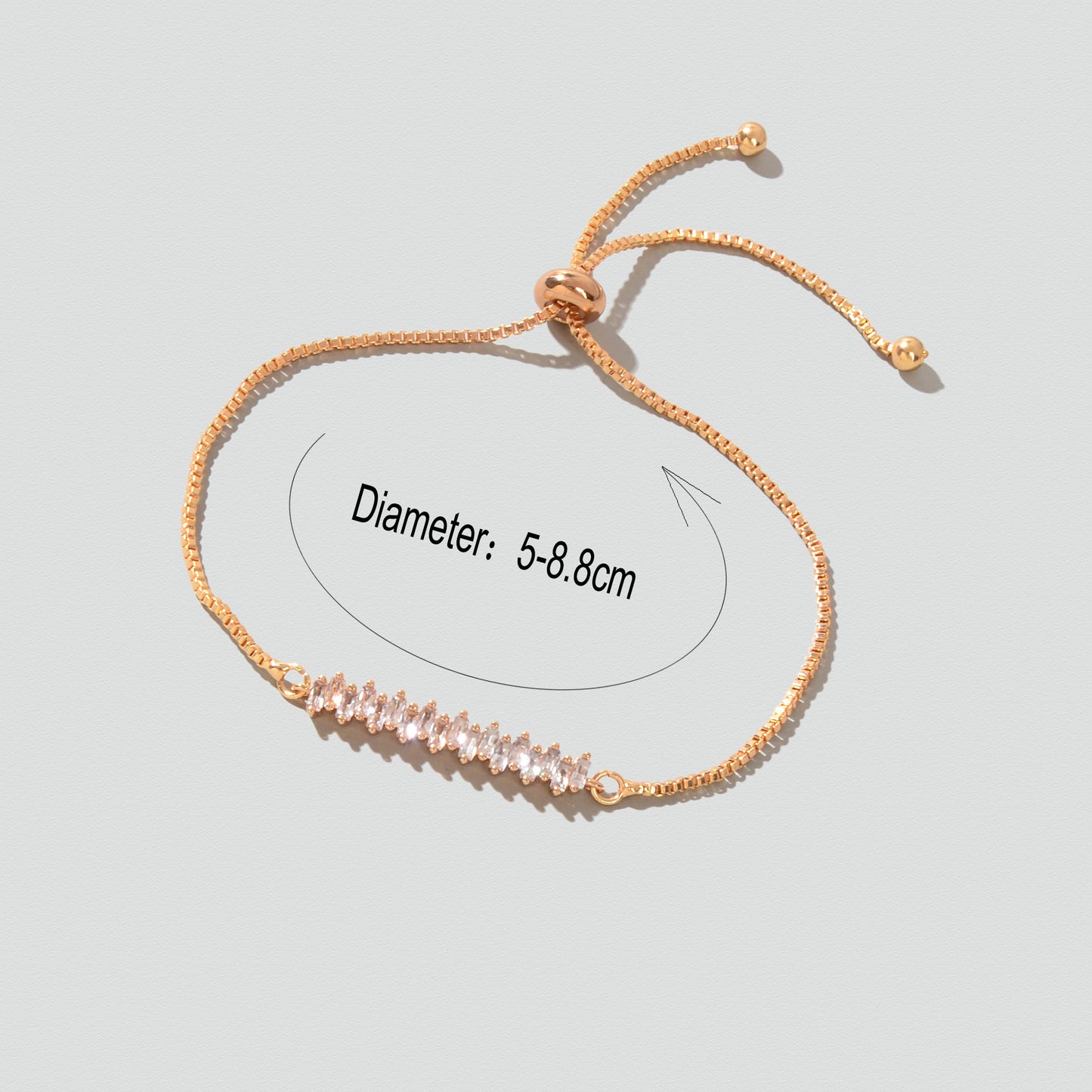 Elegant Rhinestone Decor Golden Chain Adjustable Bracelet Wedding Bridal Party Jewelry