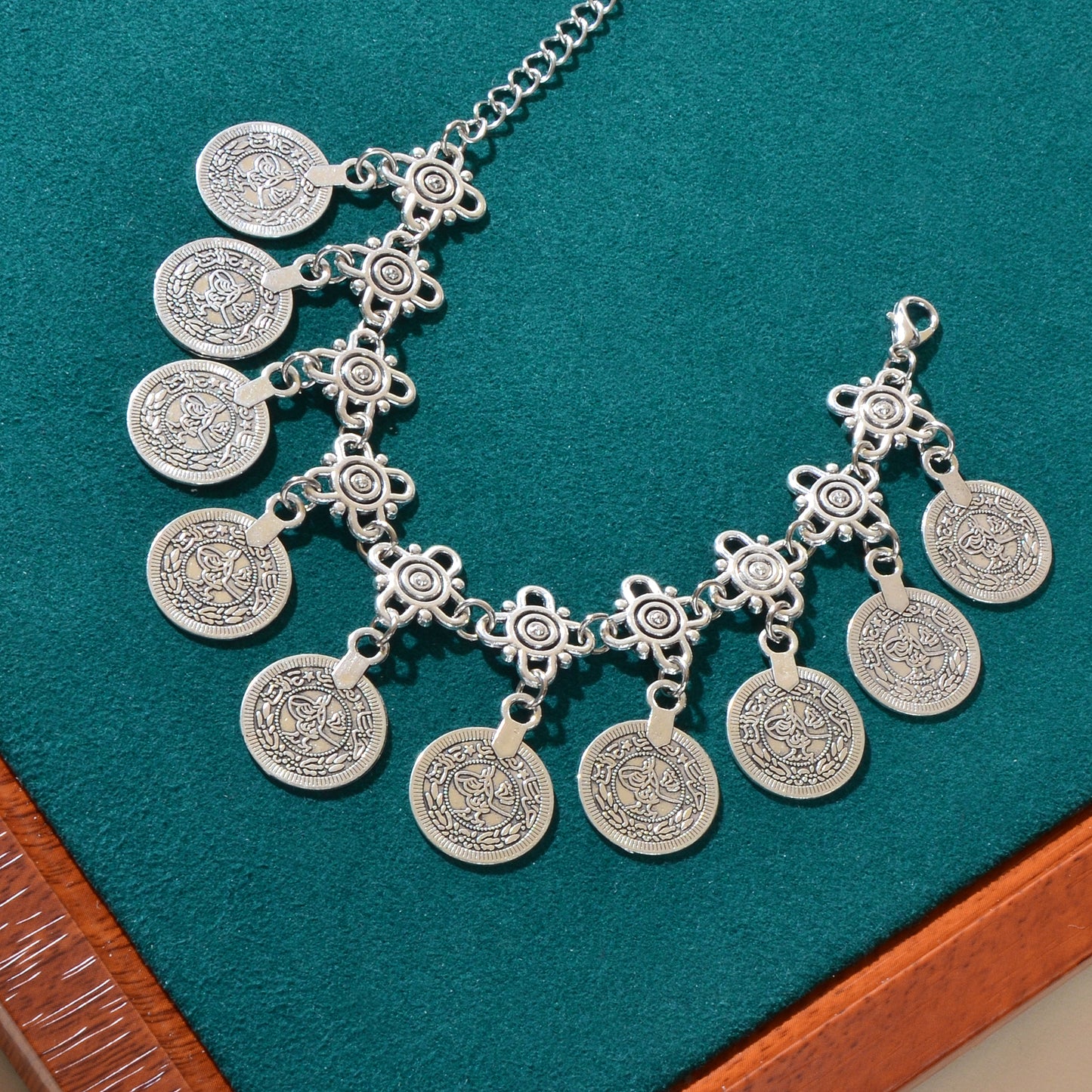 AU Post Tribal Ethnic Vintage Boho Chic Antique Coin Charm Anklet Foot Bracelet