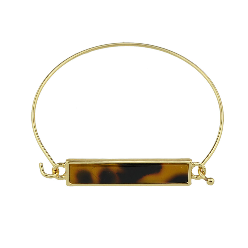 Multi-colored Rectangle  Acrylic Gold Bangle Boho Chic Bracelet Ethnic Jewellery