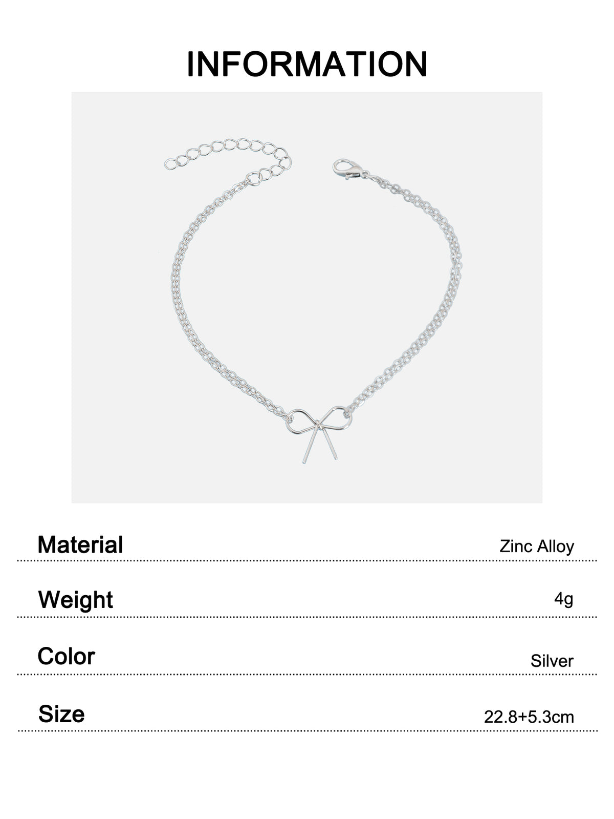 Minimalist Summer Gold Silver Bow Double Layer Chain Anklet Holiday Foot Jewelry