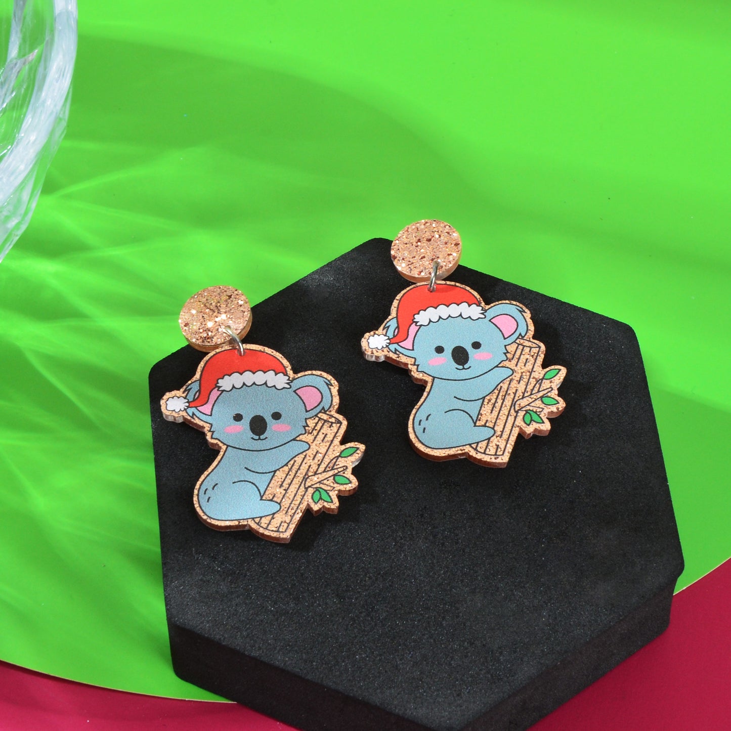 Christmas Gift Series Jewelry Shiny Acrylic Koala Chunky Party Fesvital Earrings