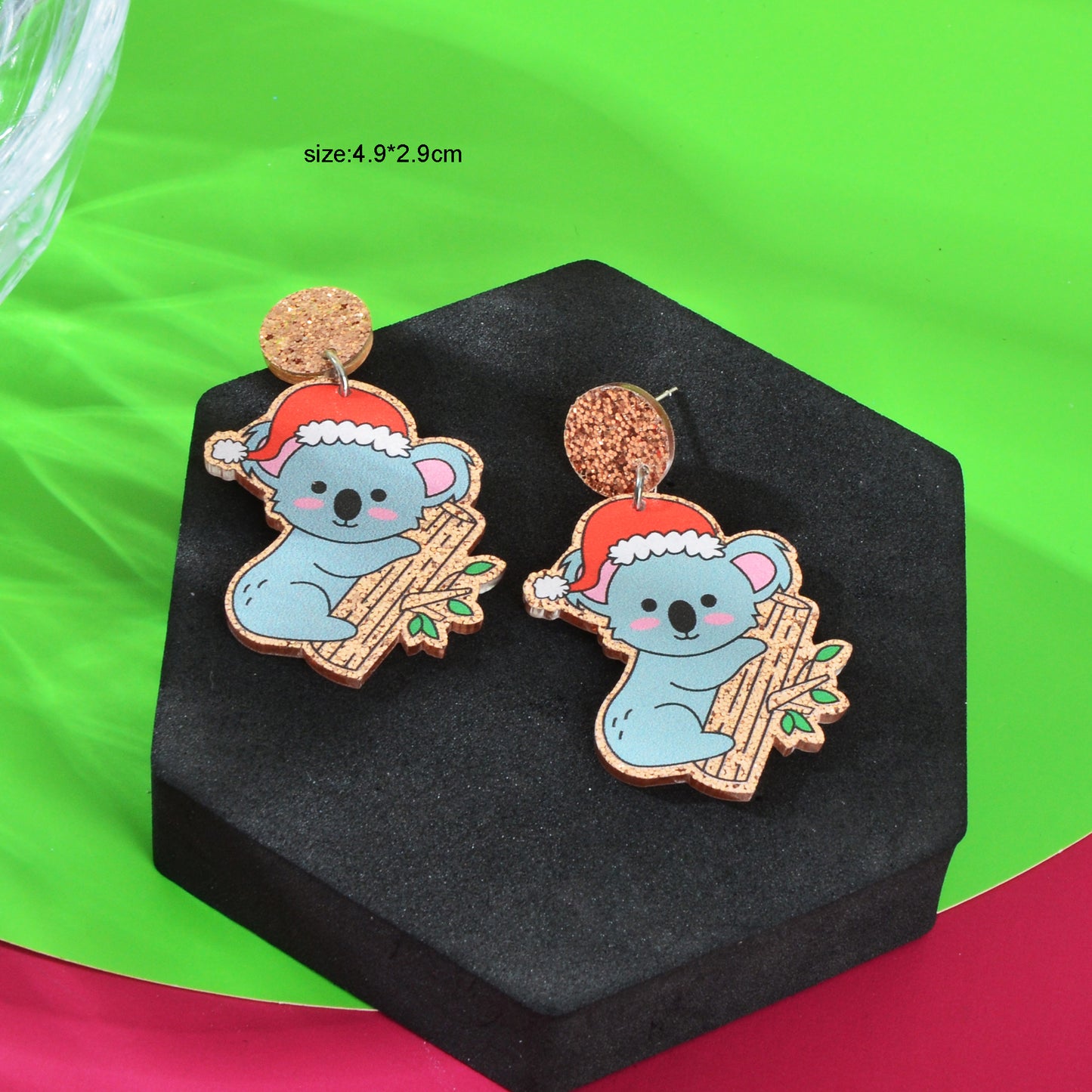 Christmas Gift Series Jewelry Shiny Acrylic Koala Chunky Party Fesvital Earrings
