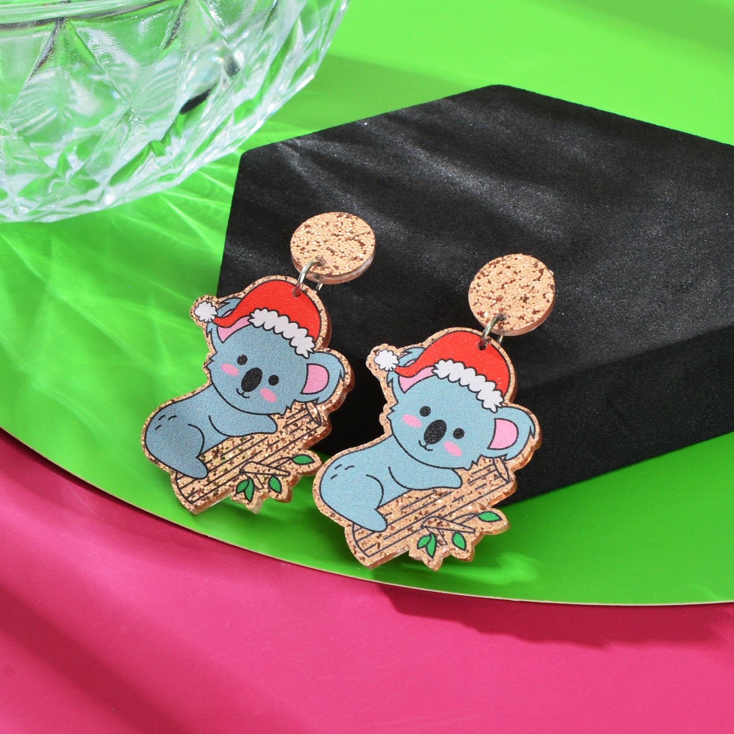 Christmas Gift Series Jewelry Shiny Acrylic Koala Chunky Party Fesvital Earrings
