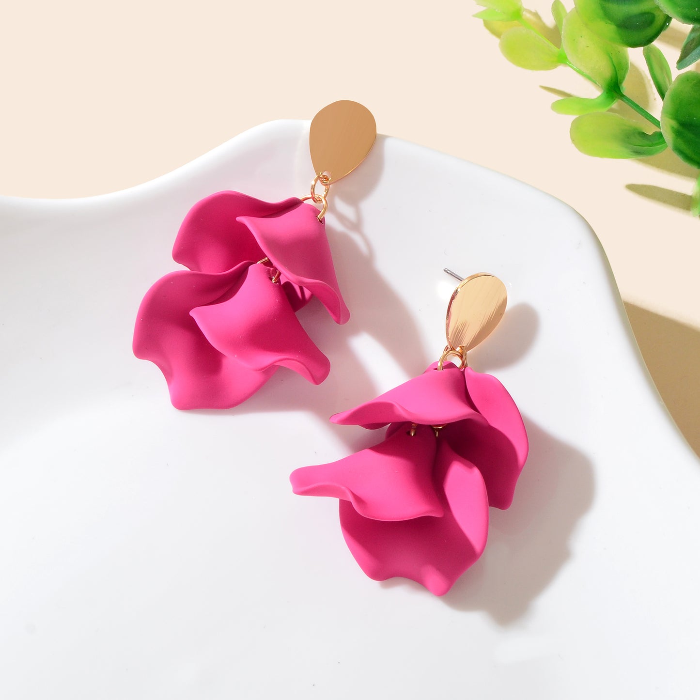 1pair Elegant Flower Petal Dangle Earrings for Women Daily Dating Party Jewelry