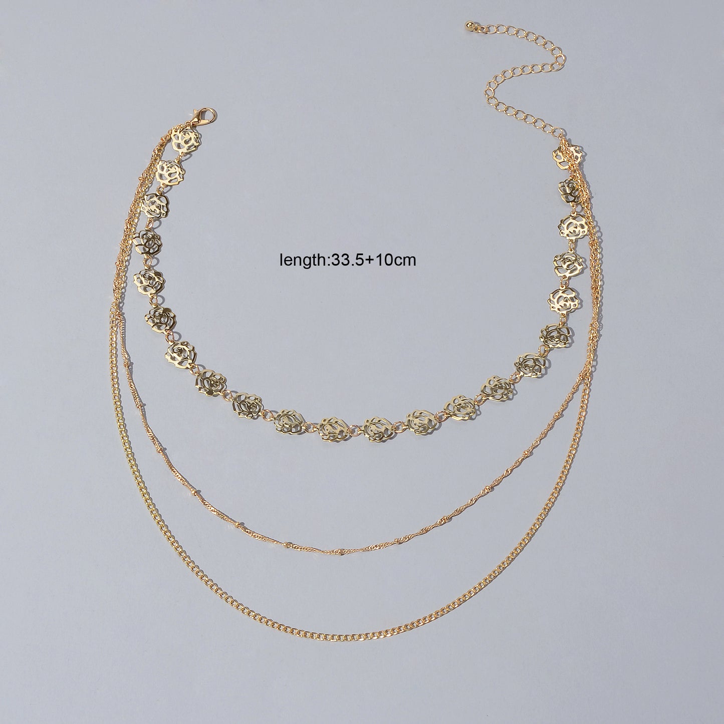 Multi-layer Gold Chain Flower Collar Necklace Ladies Fashion Party Accessories