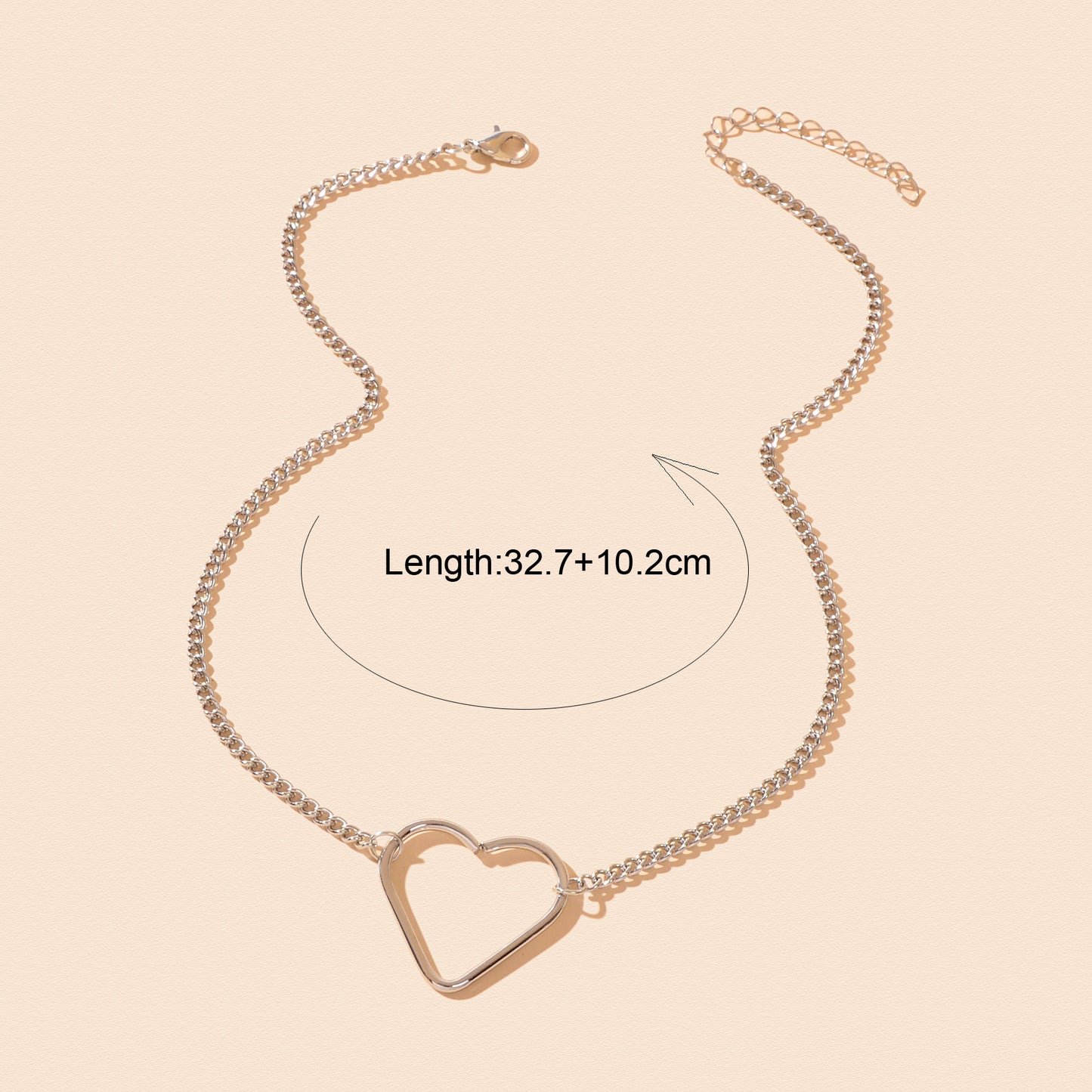 Minimalist Silvery Chain Hollow Heart Pendant Necklace Daily Dating Festival Gift Jewelry