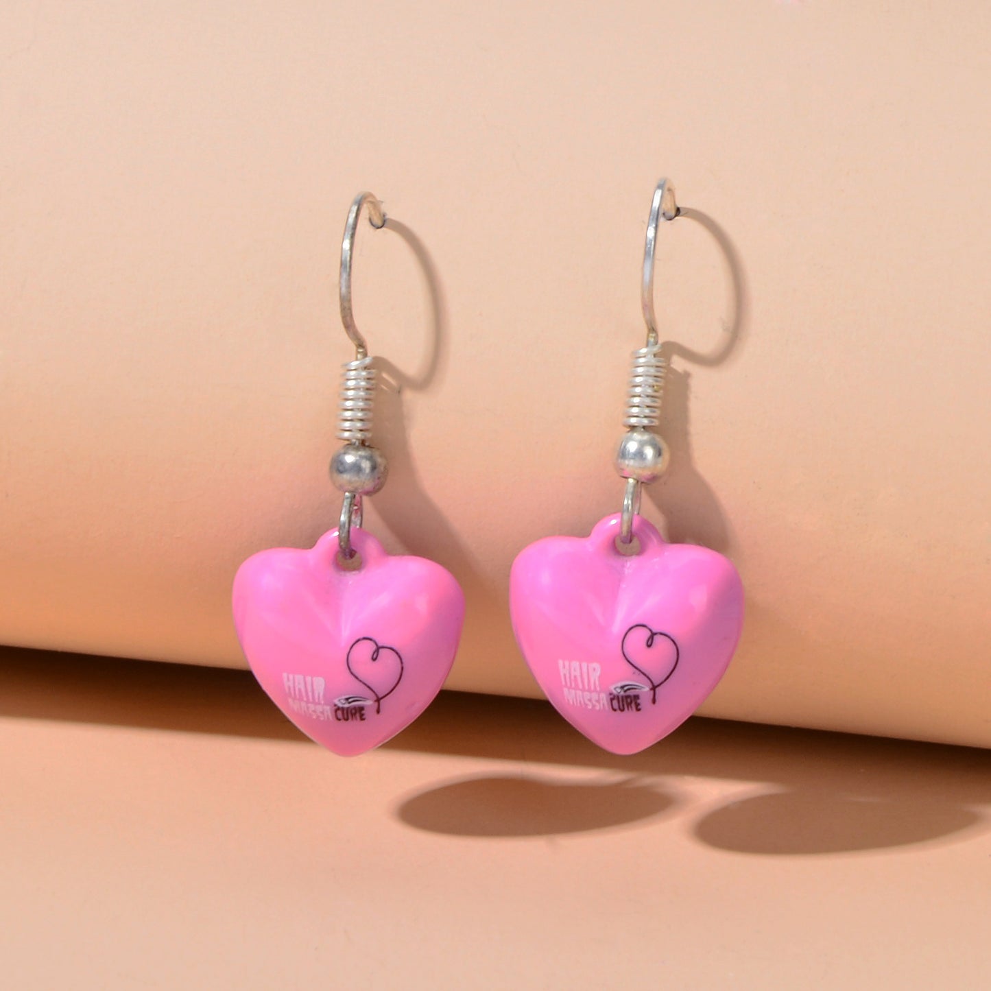 Valentine's Day Women Girl Hotpink Heart Dangle Love Earrings Party Decoration