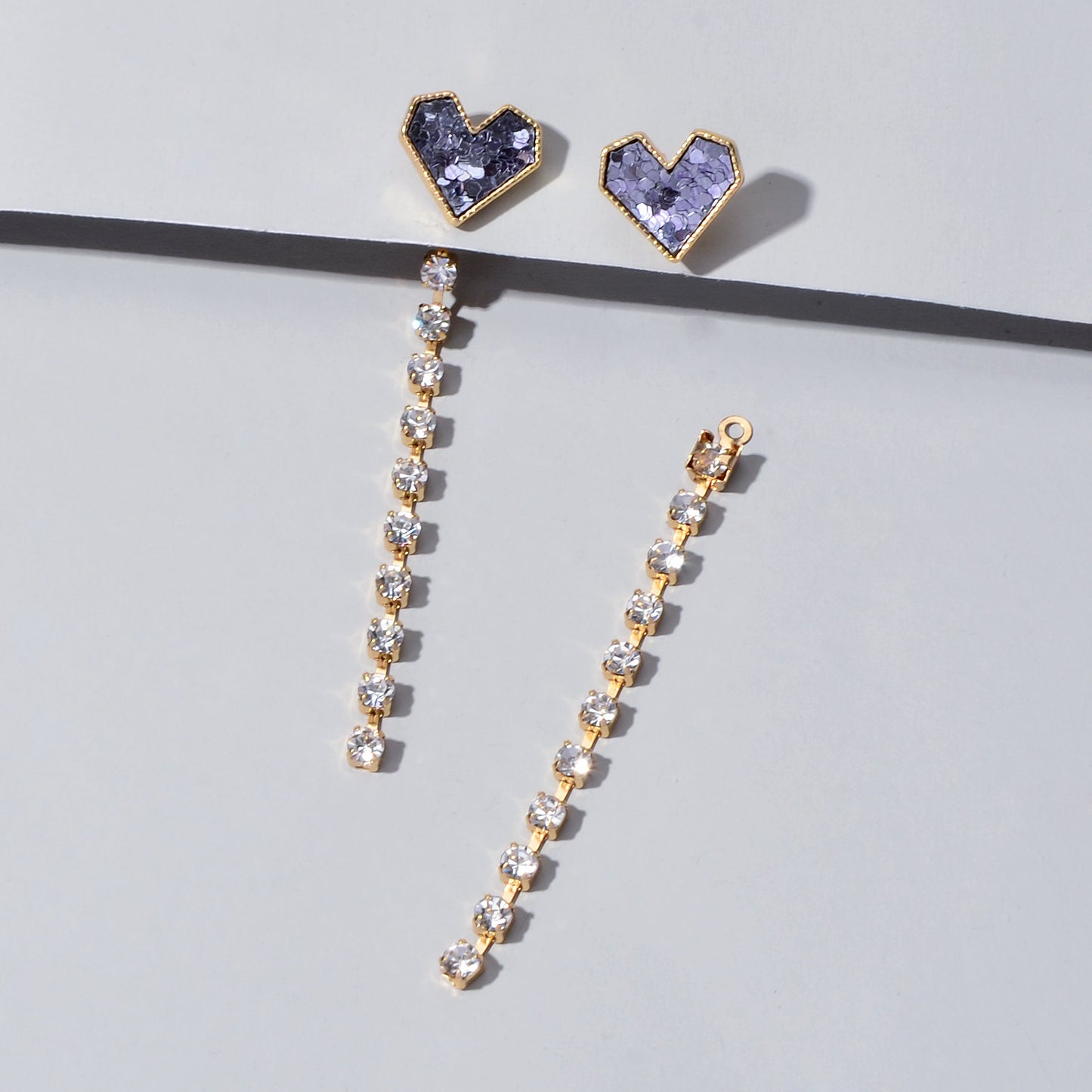 Designer Jewellery Rhinstone Long Chain Sequins Heart Star Earrings Ear Jacket