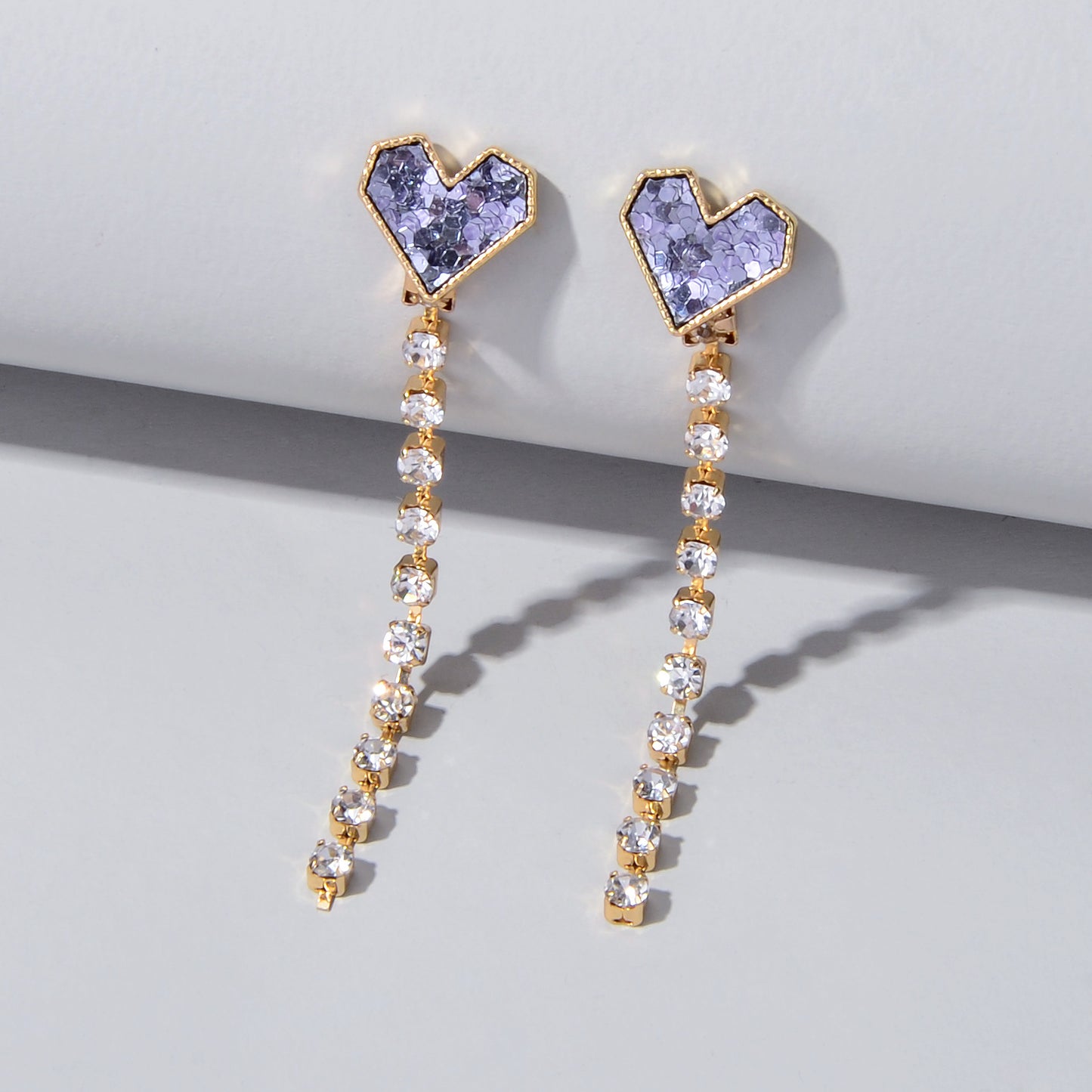Designer Jewellery Rhinstone Long Chain Sequins Heart Star Earrings Ear Jacket