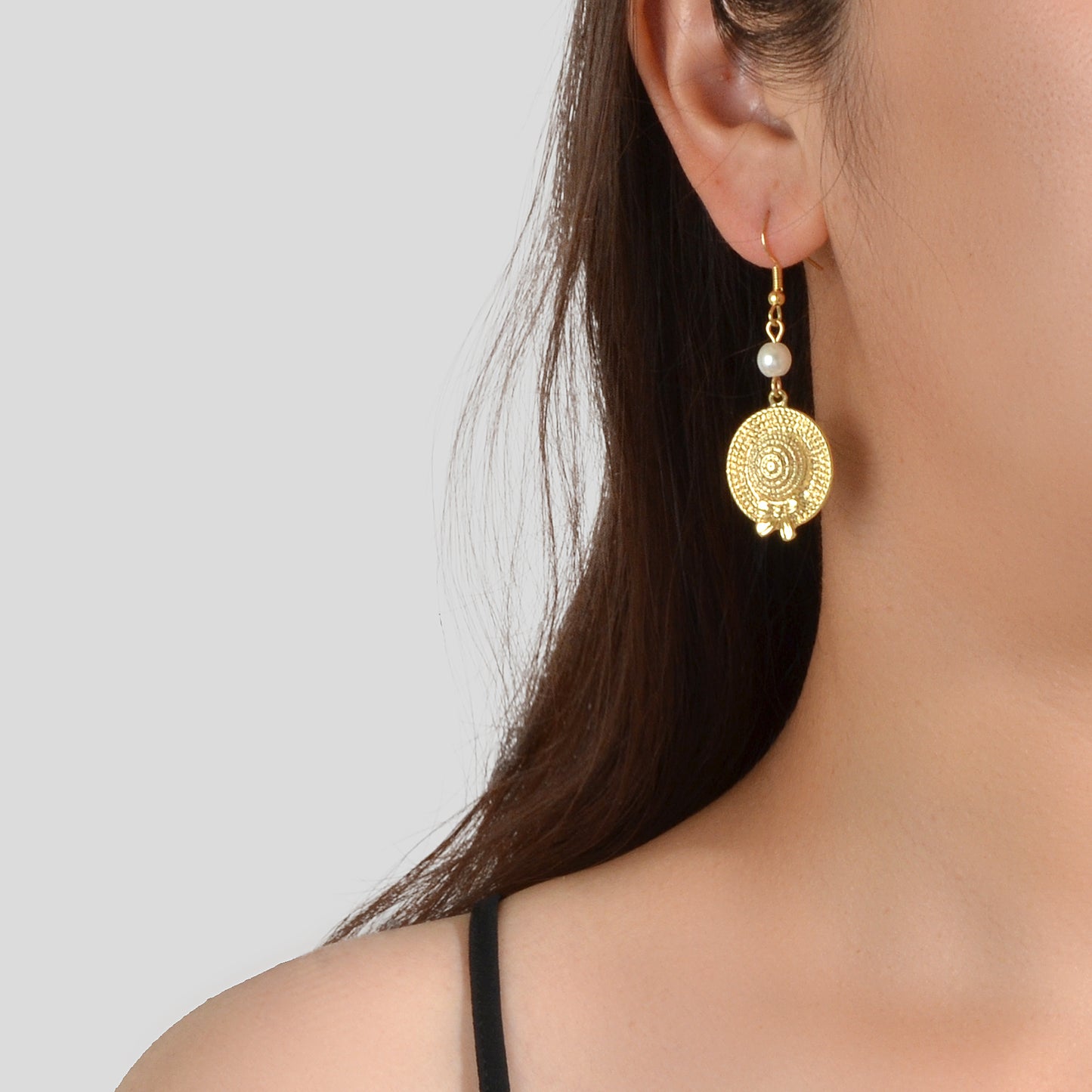 Female Jewellery Pearl Gold Straw Hat Bowknot Dangle Earrings for Party Holiday