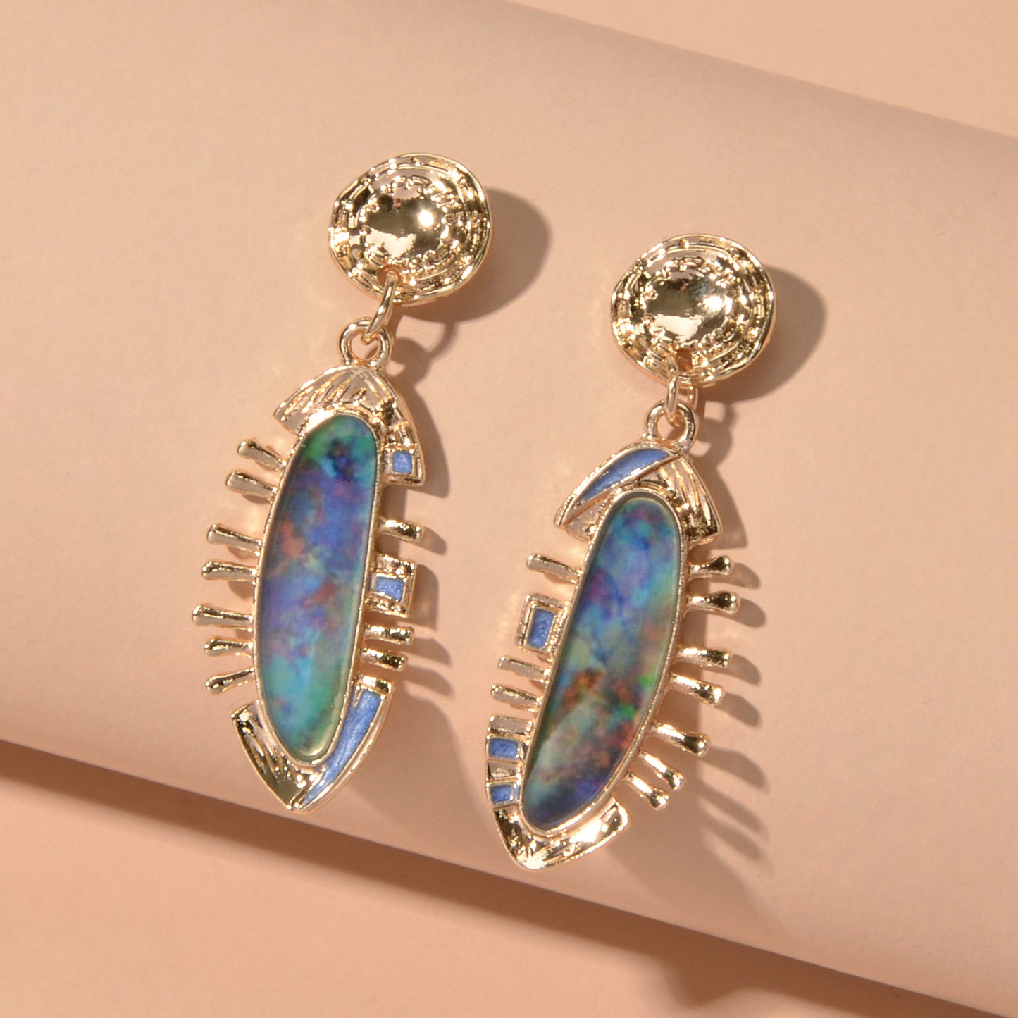 Fashion Retro Jewelry Multicolor Resin Decor Irregular Geometric Drop Earrings