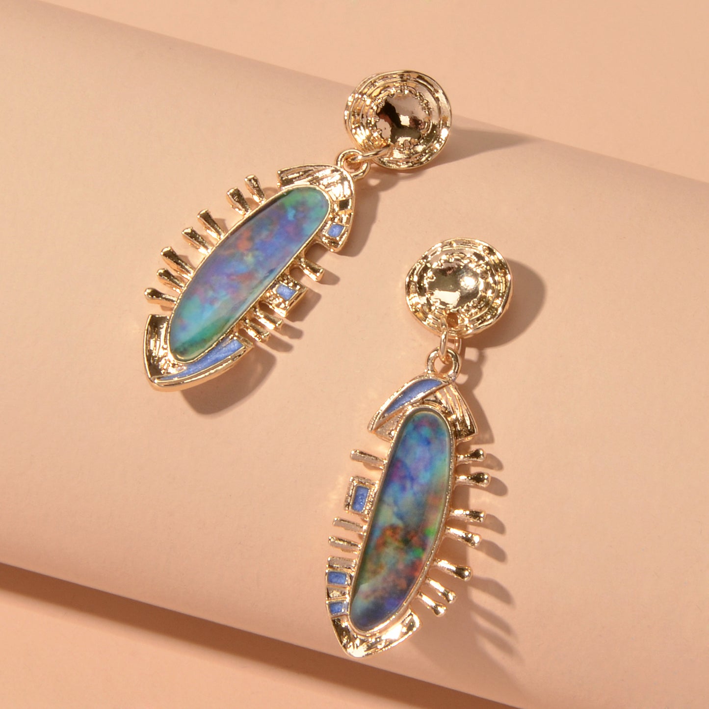 Fashion Retro Jewelry Multicolor Resin Decor Irregular Geometric Drop Earrings