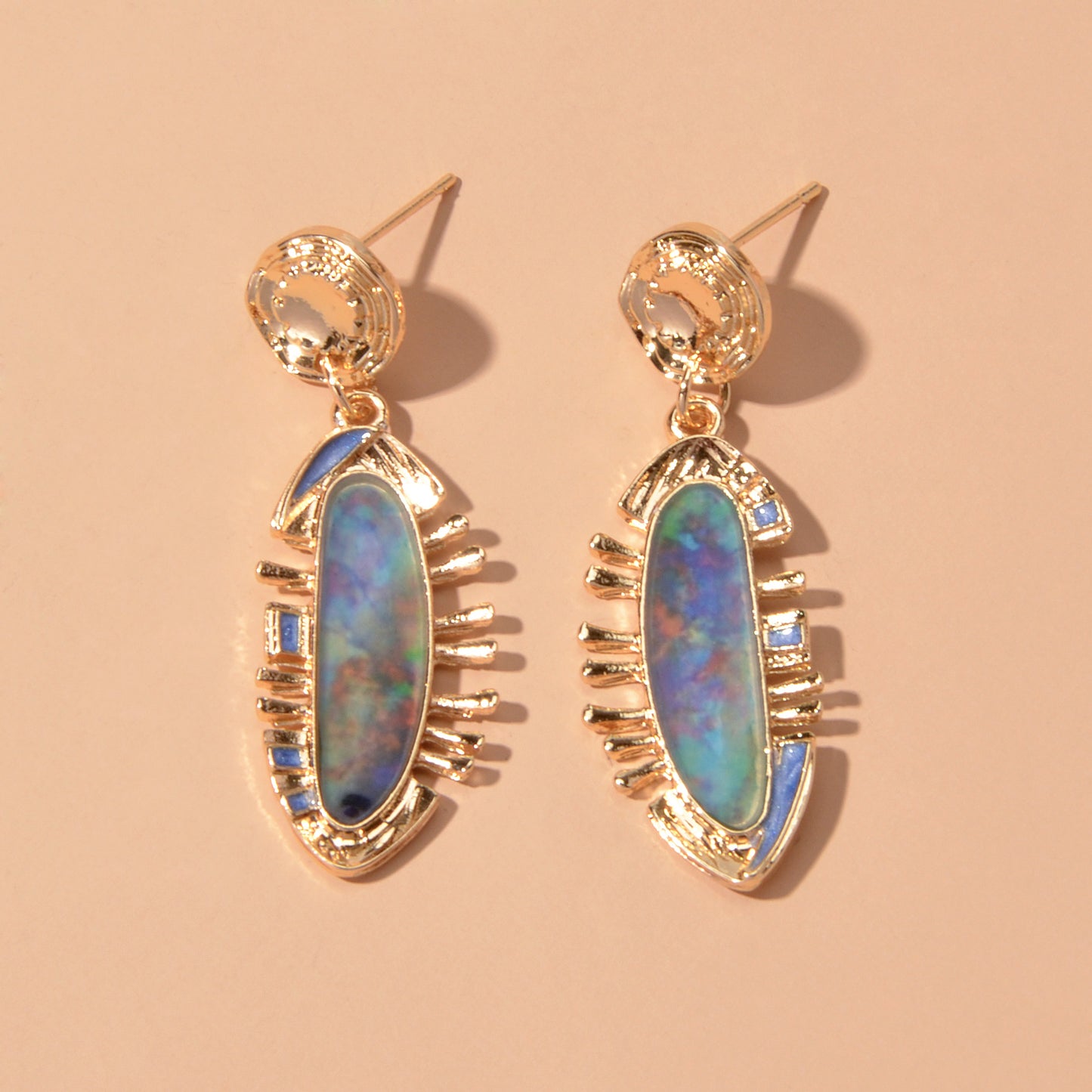 Fashion Retro Jewelry Multicolor Resin Decor Irregular Geometric Drop Earrings