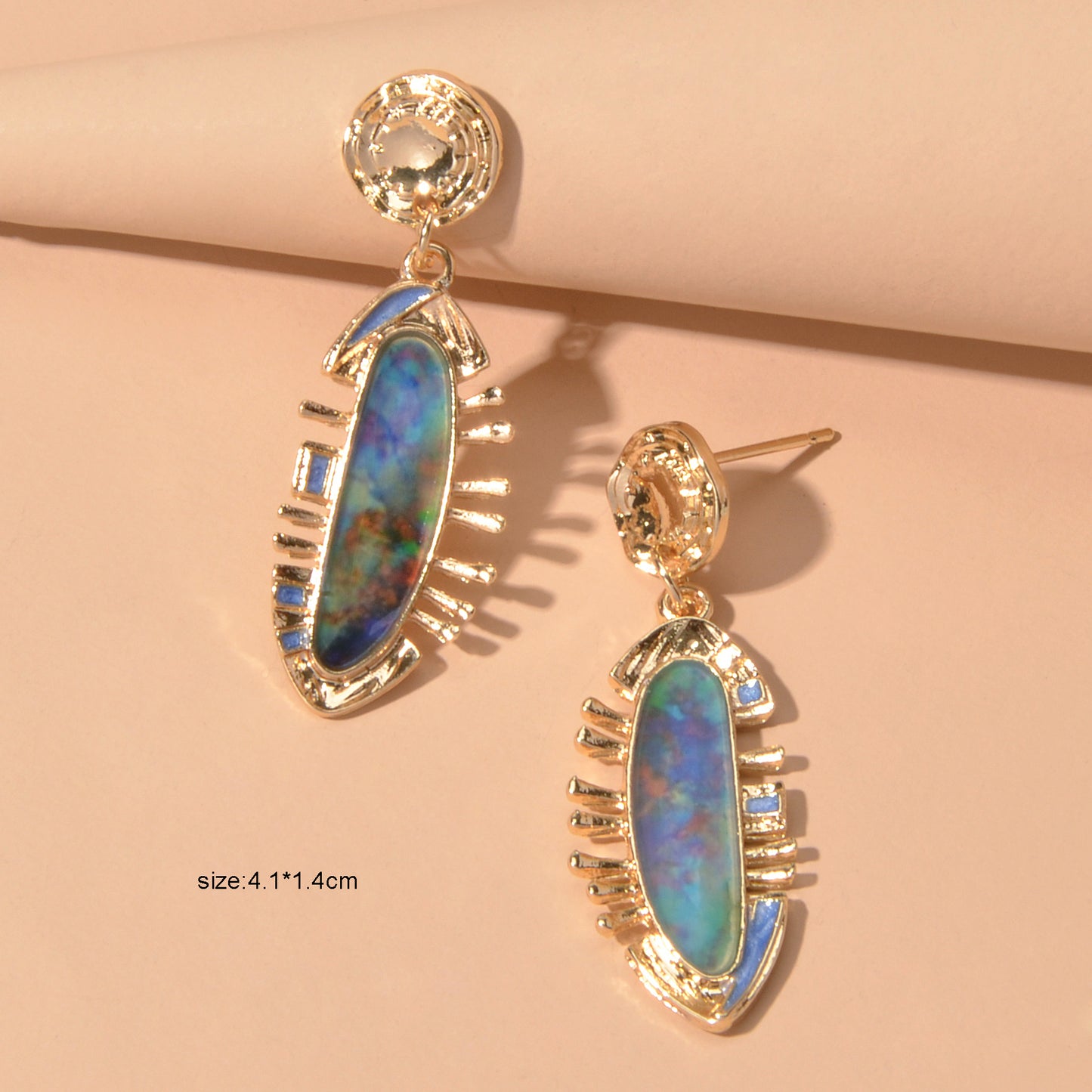 Fashion Retro Jewelry Multicolor Resin Decor Irregular Geometric Drop Earrings