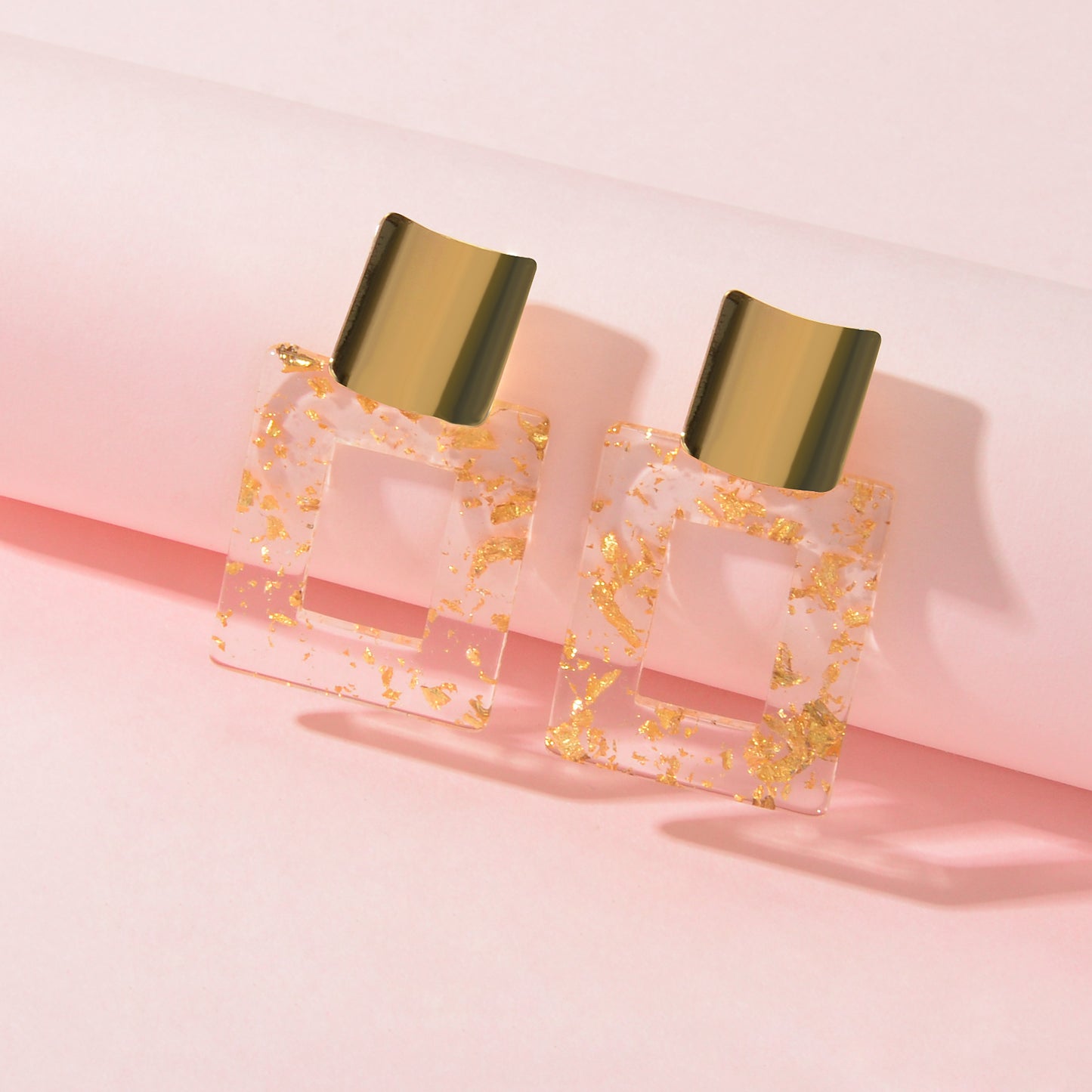 Multiple Clear Rectangle Geometric Unique Transparent Resin Party Earrings