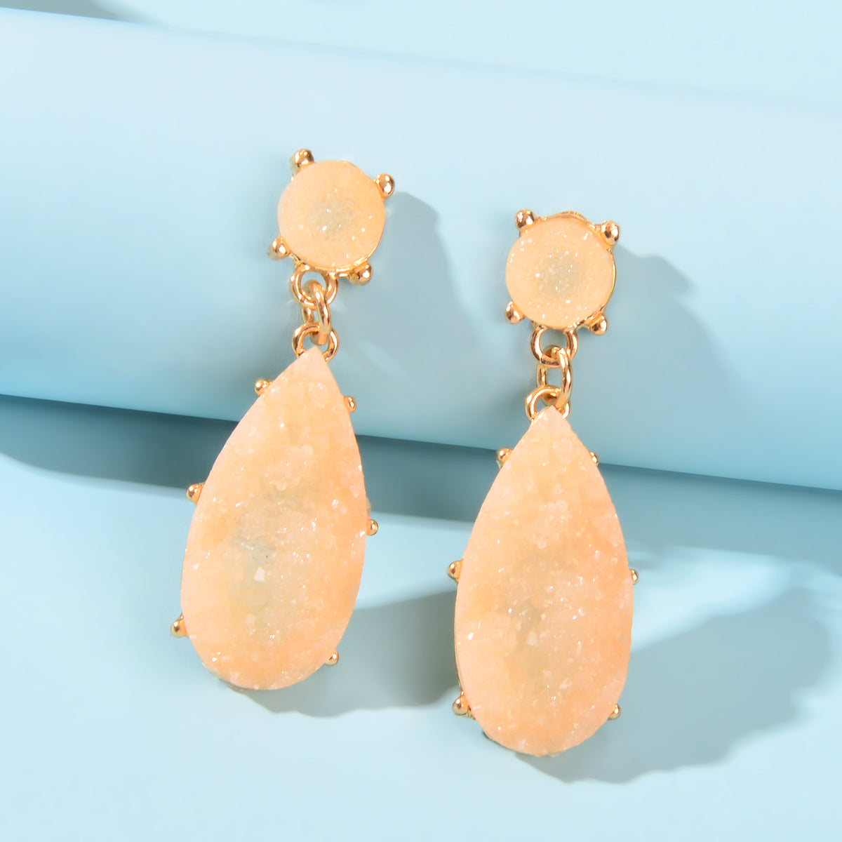 Dainty Champagne Stone Water Drop Earrings Women Girls Teens Stud Jewellery Gift