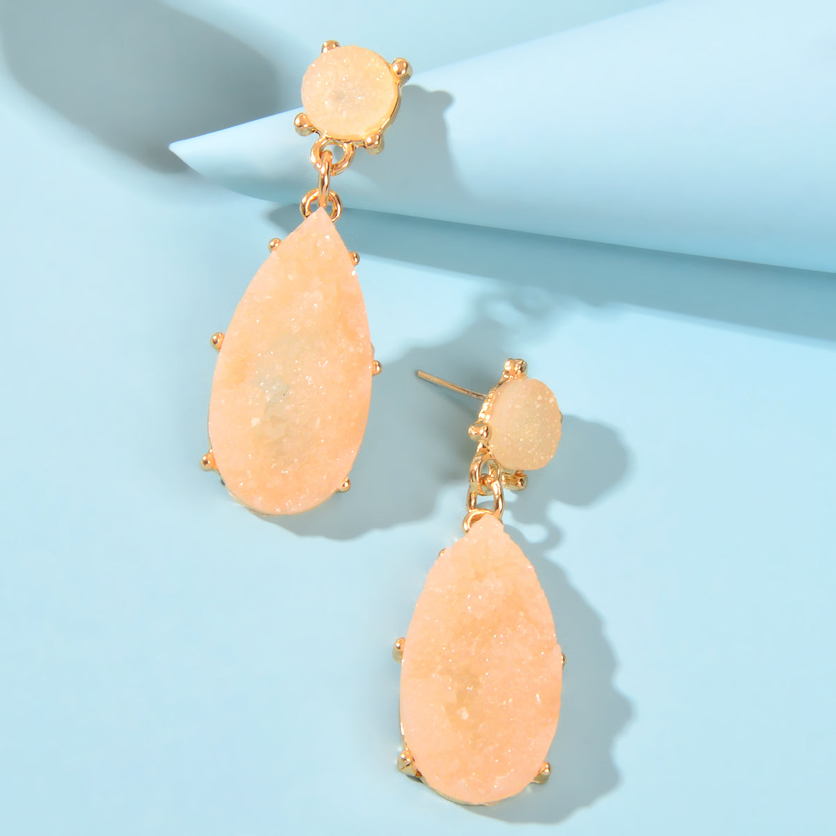 Dainty Champagne Stone Water Drop Earrings Women Girls Teens Stud Jewellery Gift
