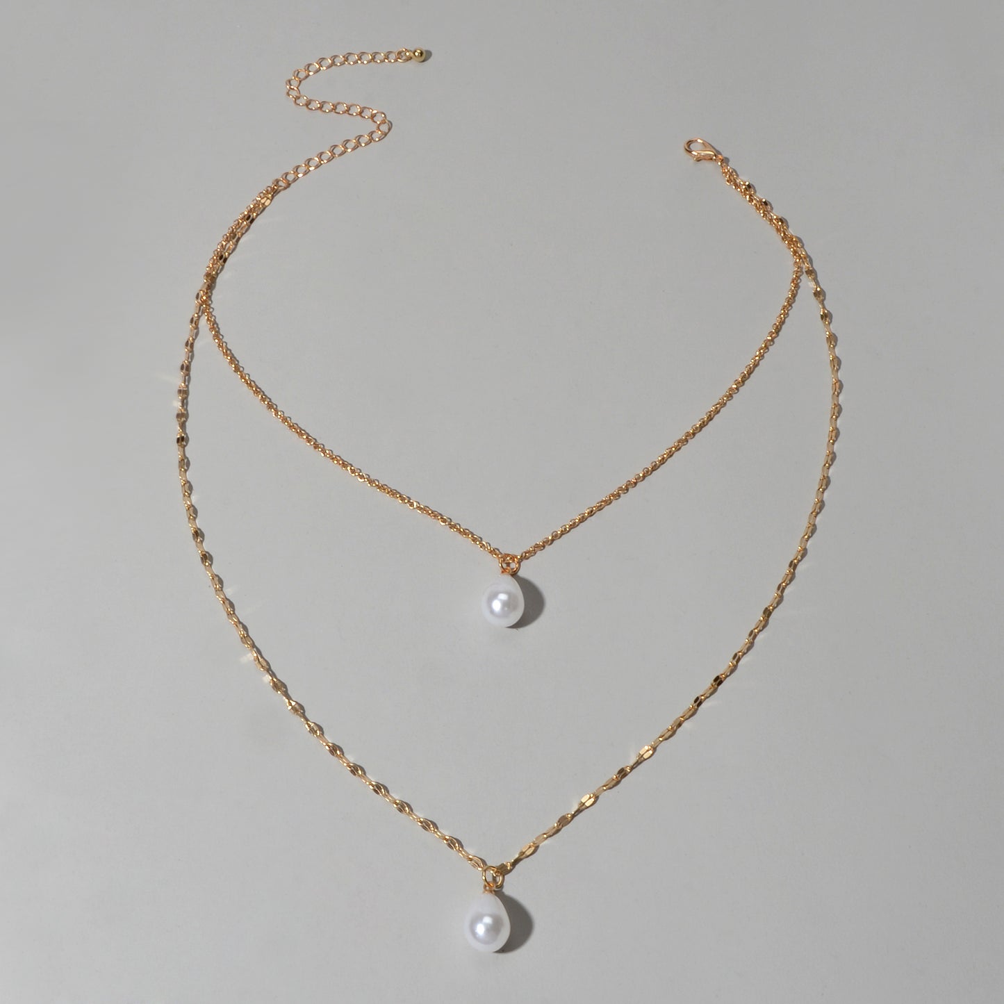 Fashion Double-layer Gold Chain Imitation Pearl Pendant Necklace Gift Jewelry