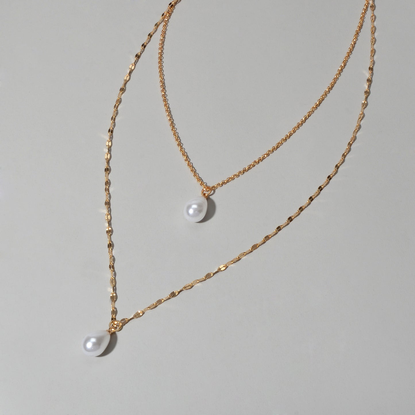 Fashion Double-layer Gold Chain Imitation Pearl Pendant Necklace Gift Jewelry