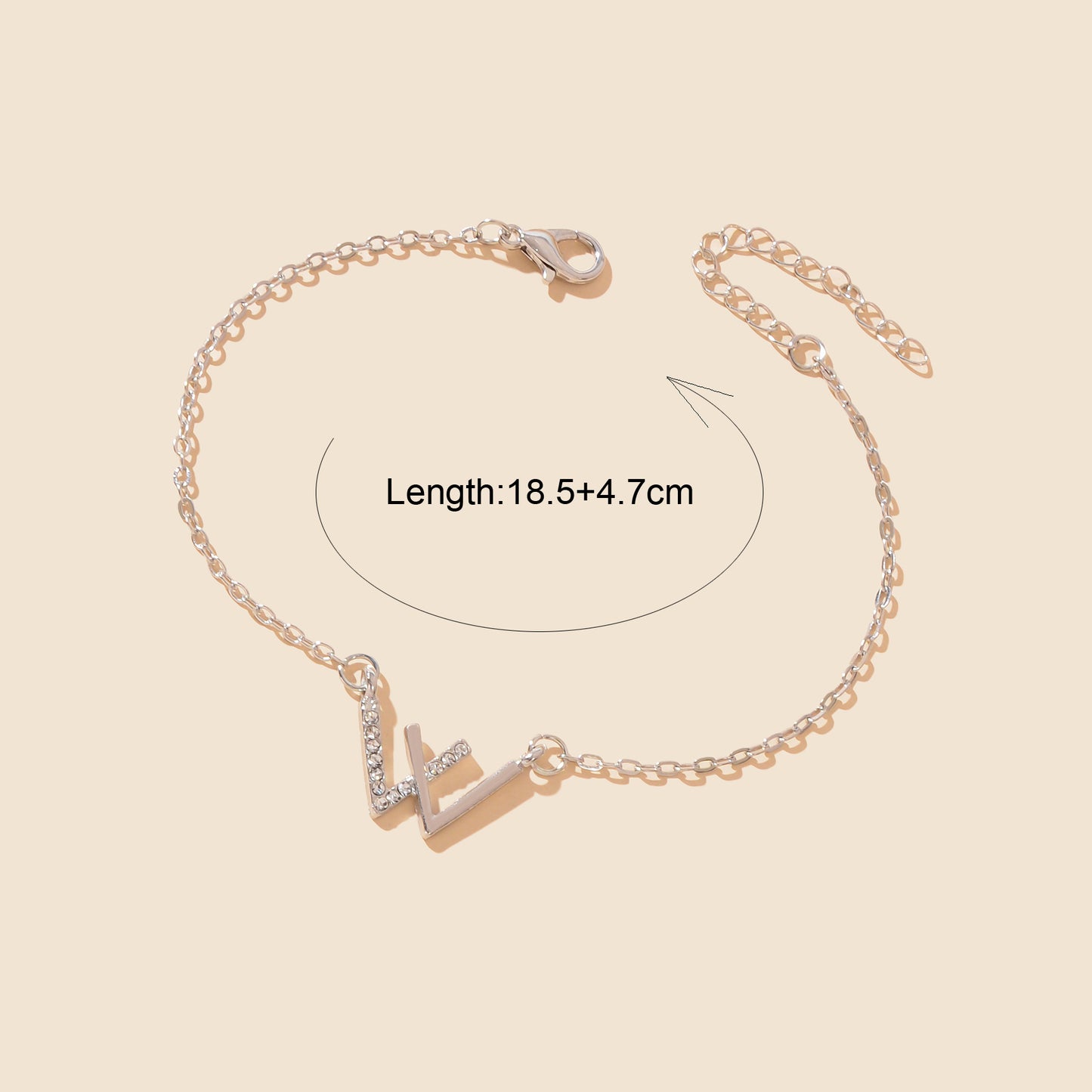 Silvery Chain Rhinestone Decor Geometric Charm Bracelet Women Party Daily Jewelry