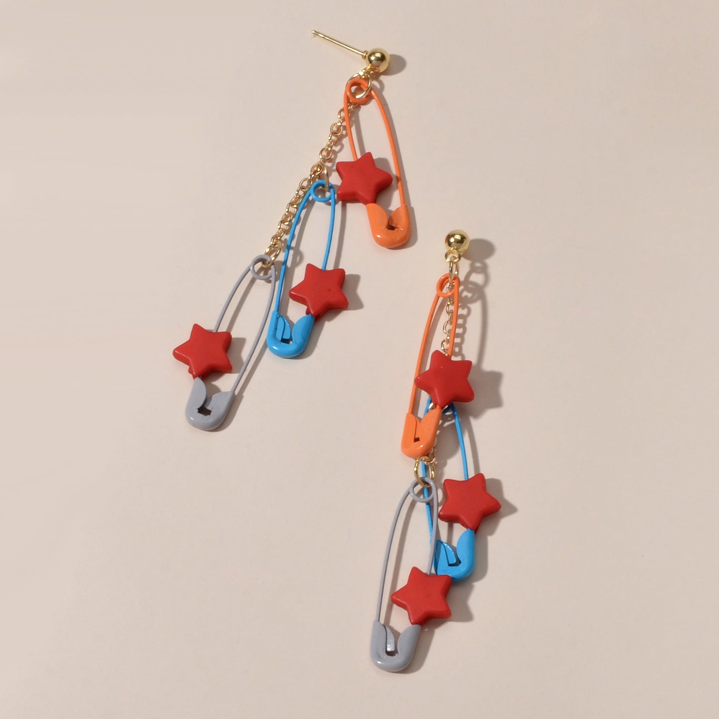 Unique Designer Hip Hop Jewellery Multi-colored Pin Star Charm Dangle Earrings