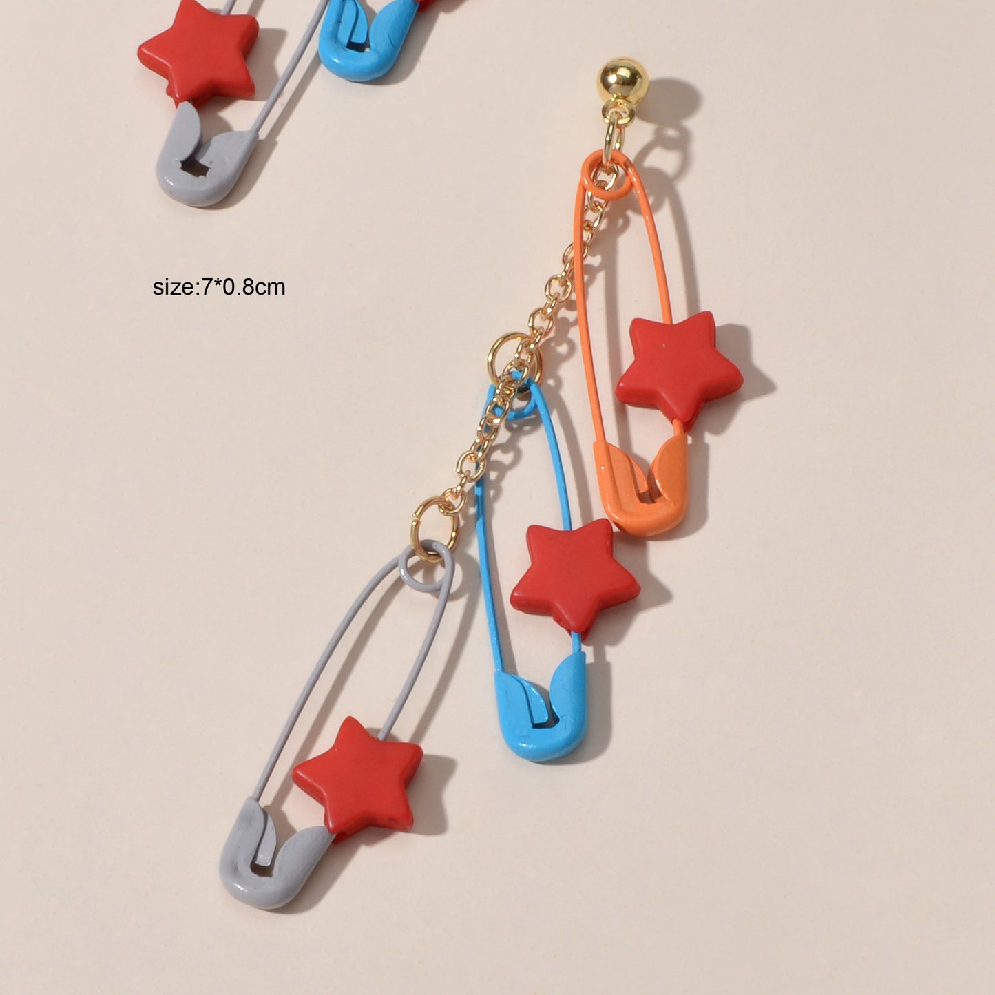 Unique Designer Hip Hop Jewellery Multi-colored Pin Star Charm Dangle Earrings