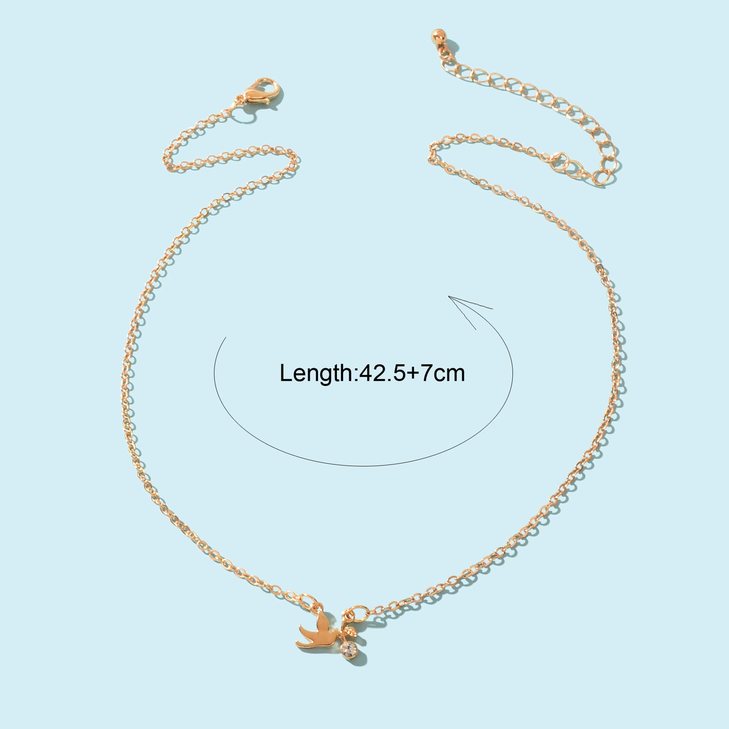Engagement Gift Jewelry Golden Chain Rhinestone Decor Bird Pendant Necklace