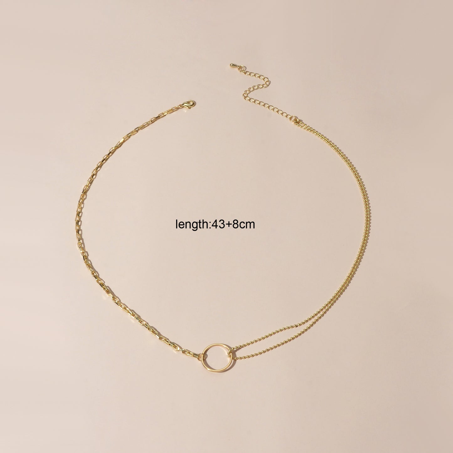 Minimalist Women Accessories Multiple Gold Popcorn Chain Circle Pendant Necklace