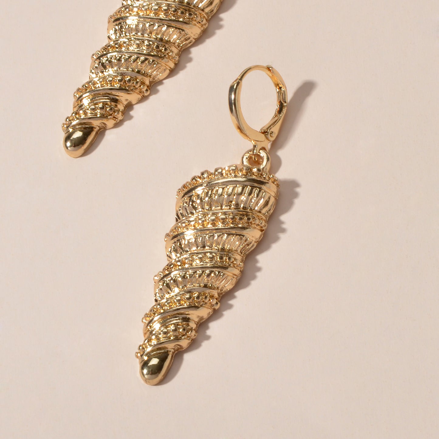 Statement Punk Designer Jewellery Gold Silver Unique Conch Dangle Hoop Earrings