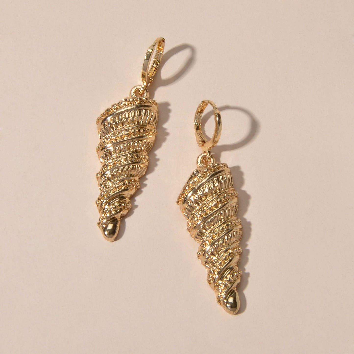 Statement Punk Designer Jewellery Gold Silver Unique Conch Dangle Hoop Earrings