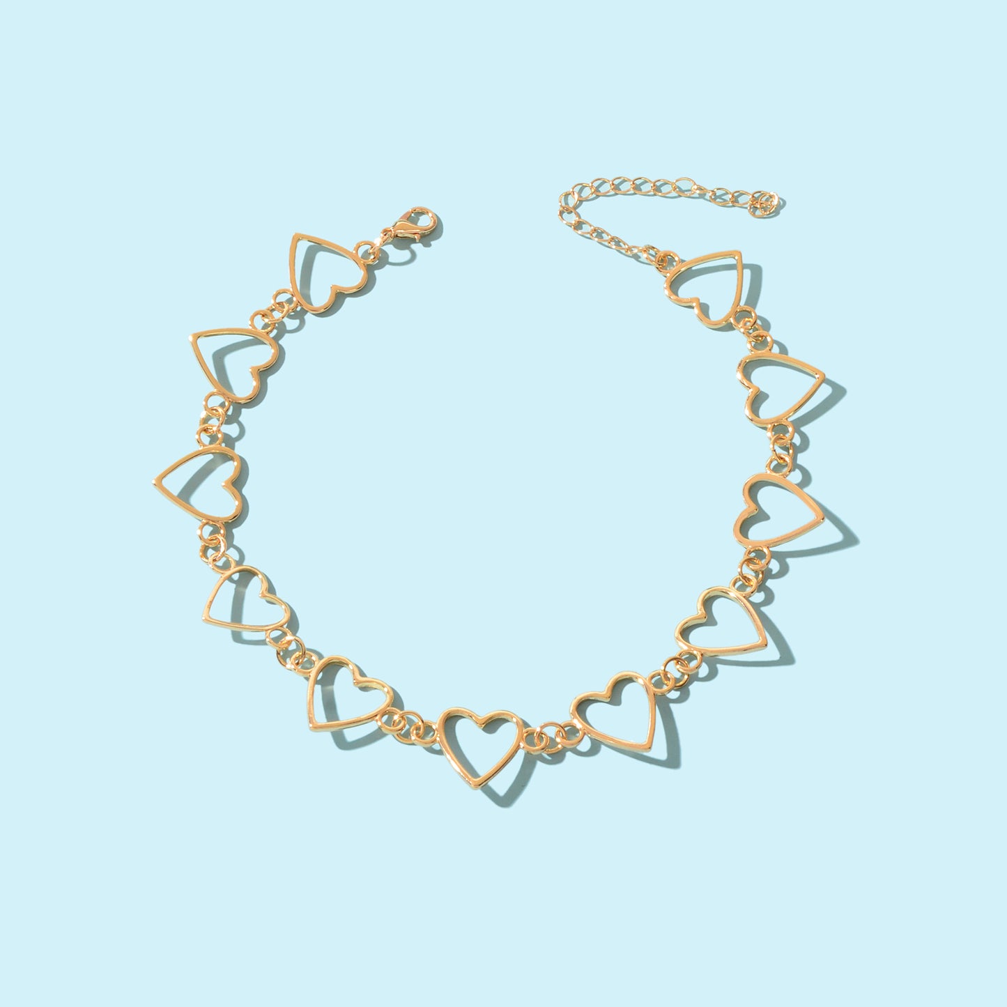 Fashion Jewelry Golden Hollow Heart Collar Metal Necklace Trendy Accessories
