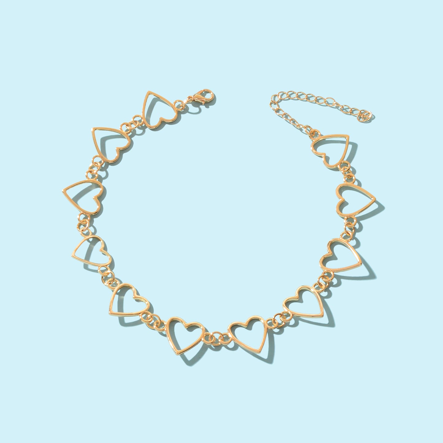 Fashion Jewelry Golden Hollow Heart Collar Metal Necklace Trendy Accessories