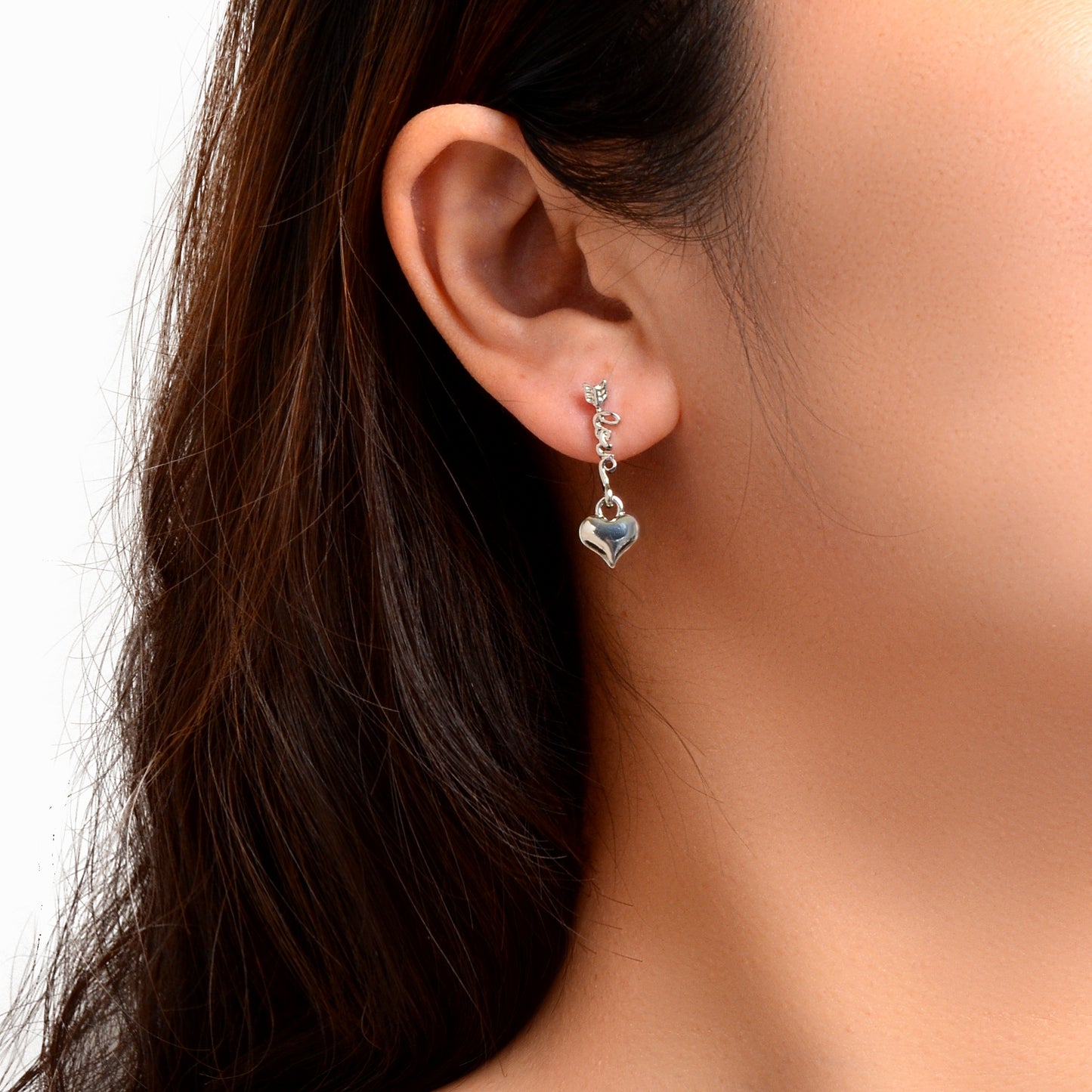 Valentine's Day Gift Jewelry Silvery Love Letter Arrow Heart Dangle Earrings