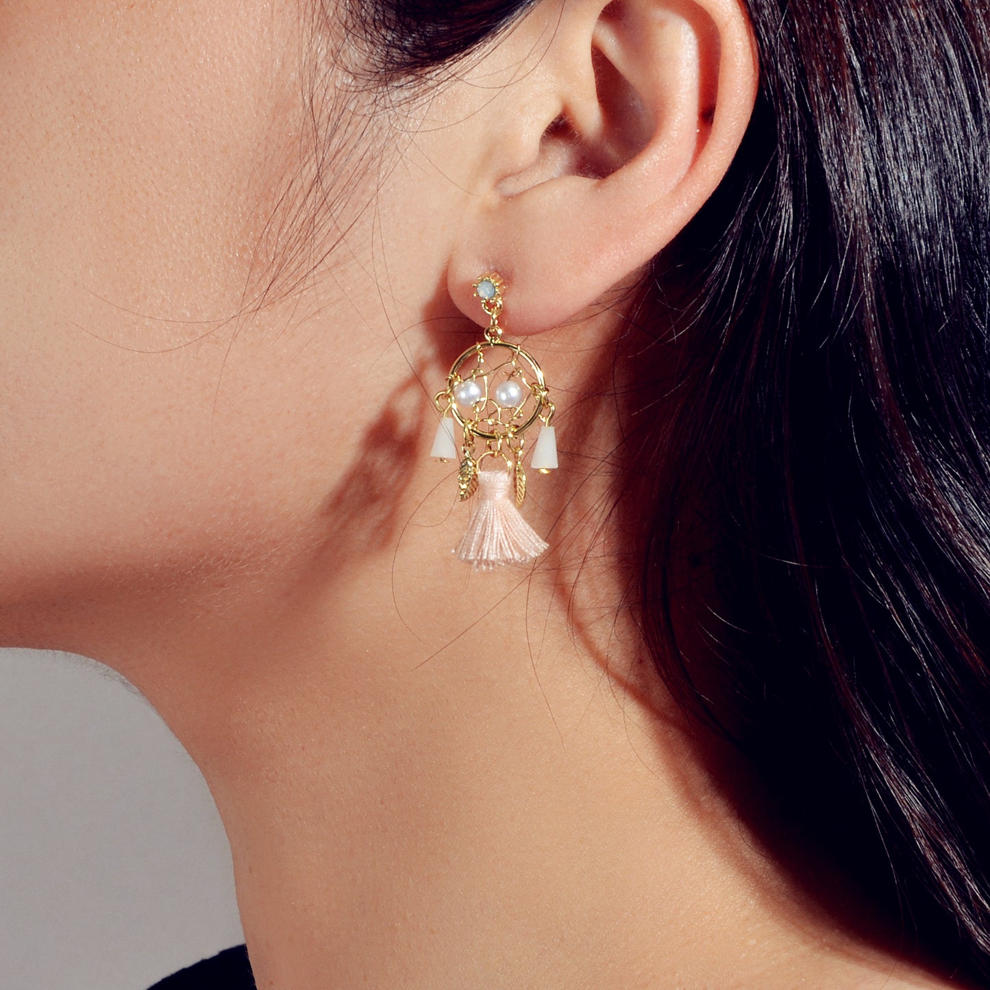 Ethnic Style Bohemian Jewellery Pearl Beads Leaf Charm Tassel Dangle Earrings