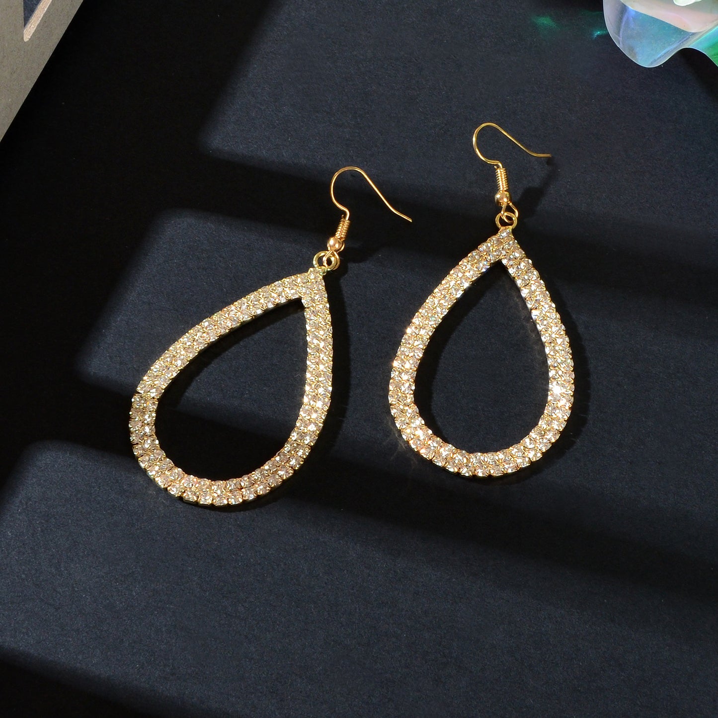 Shinning Full Rhinestone Water Drop Earrings Luxury Wedding Birdal Prom Jewelry