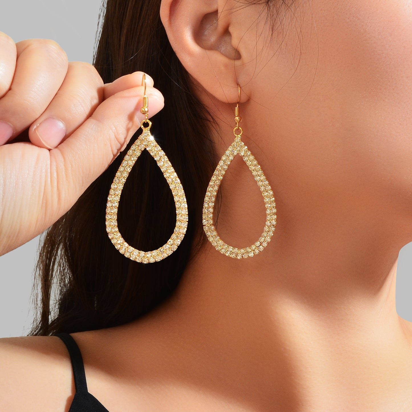 Shinning Full Rhinestone Water Drop Earrings Luxury Wedding Birdal Prom Jewelry