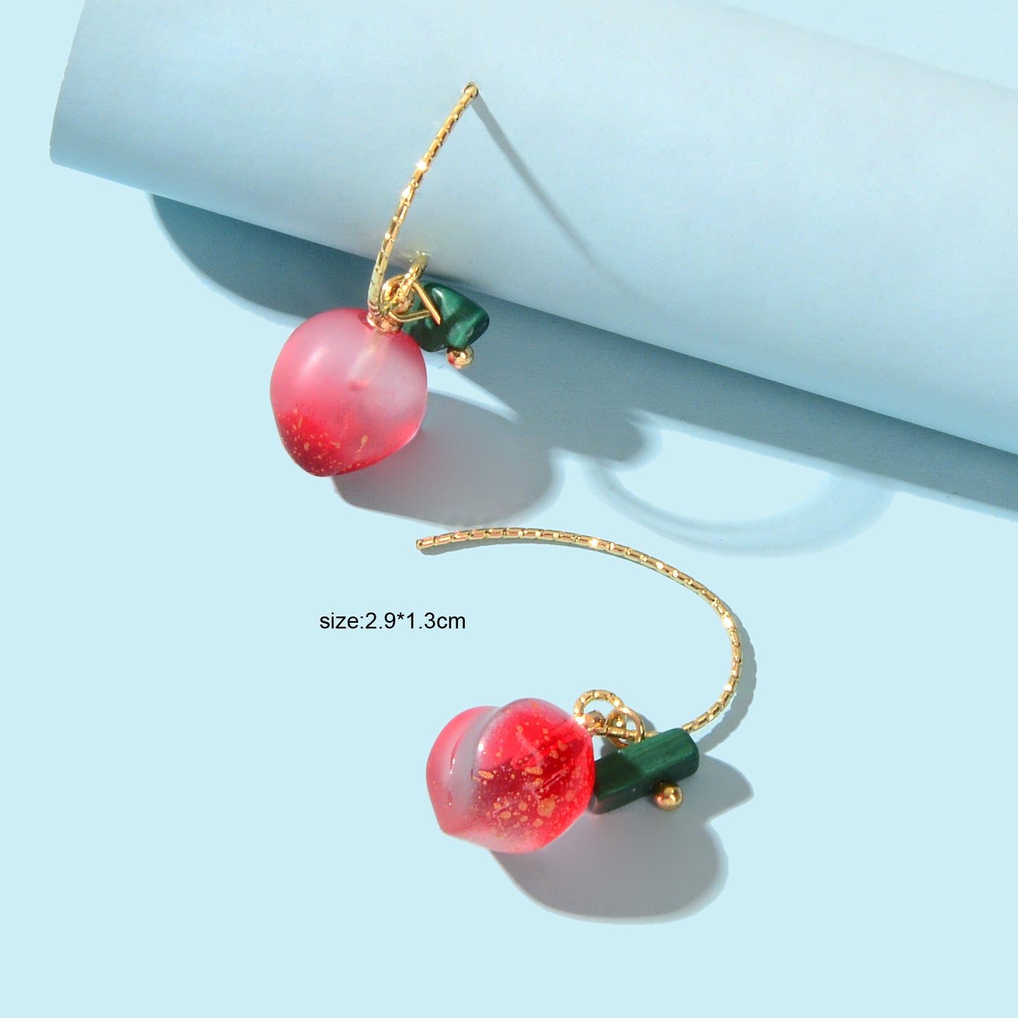 Lovely Resin 3D Fashion Design Pink Peach Drop Earrings Funny Best Friends Gifts