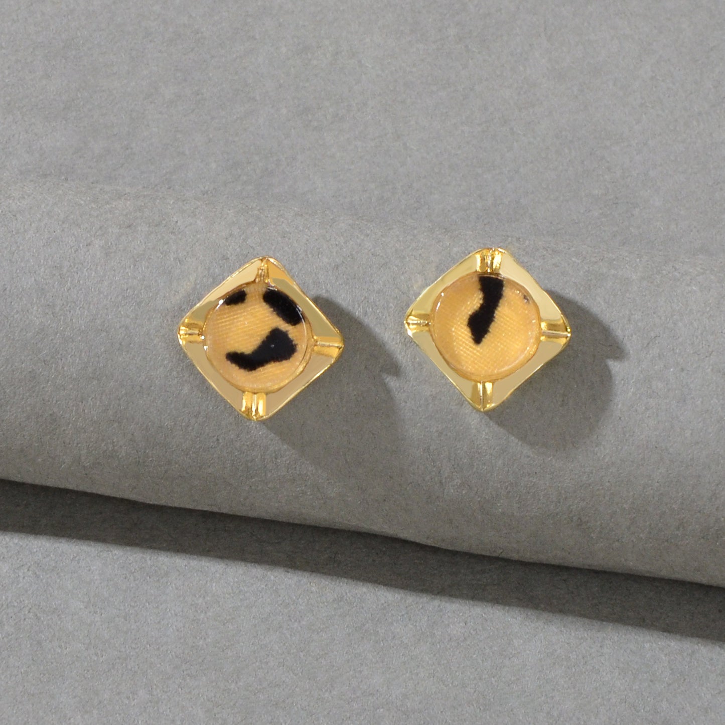 Retro Women Party Decoration Leopard Print Square Stud Hypoallergenic Earrings
