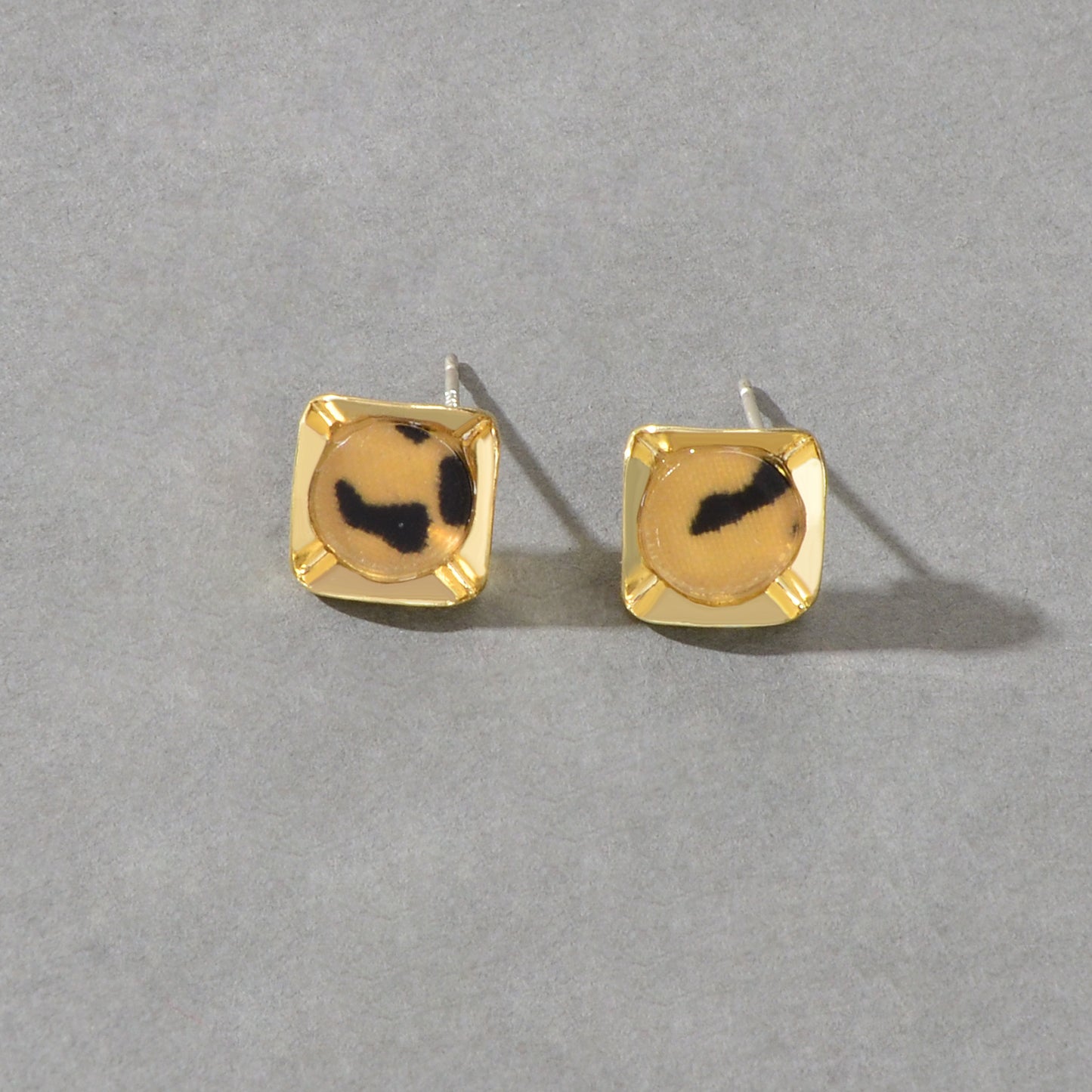 Retro Women Party Decoration Leopard Print Square Stud Hypoallergenic Earrings