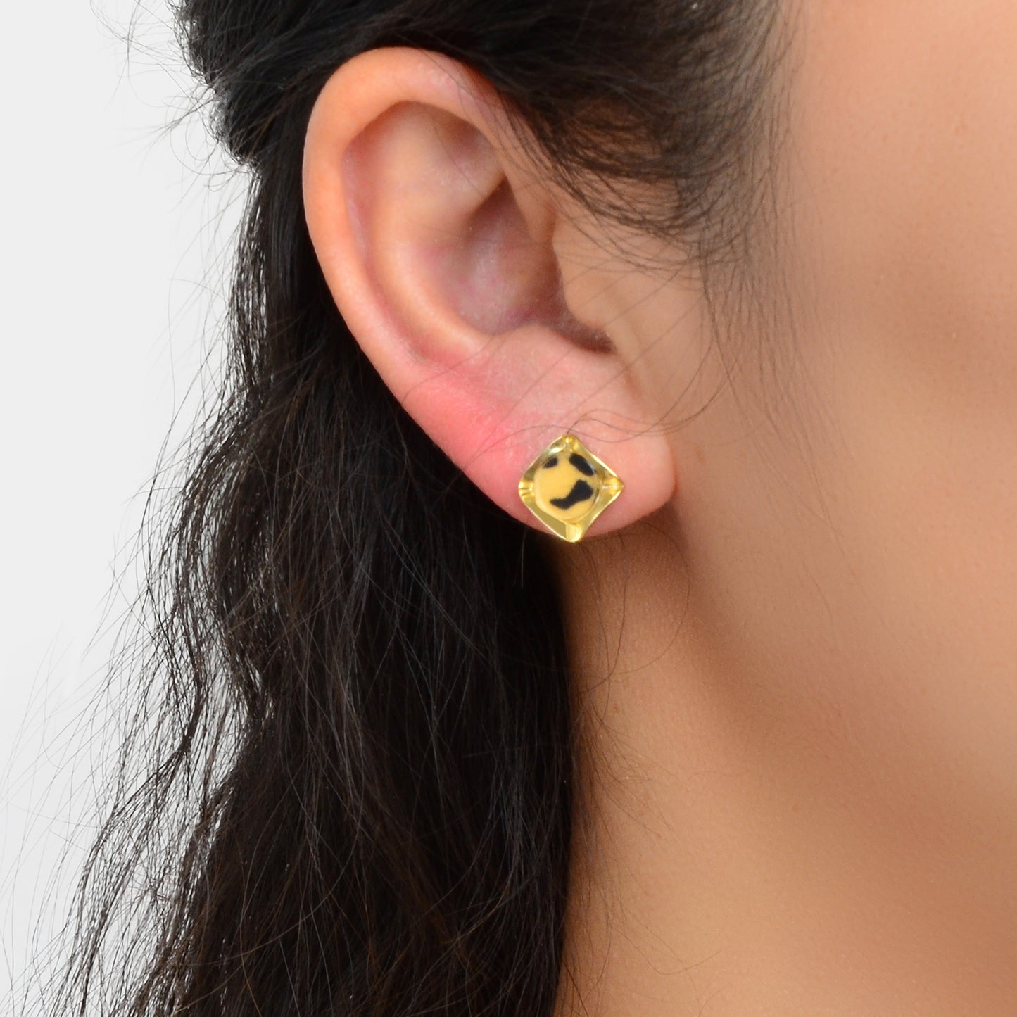 Retro Women Party Decoration Leopard Print Square Stud Hypoallergenic Earrings