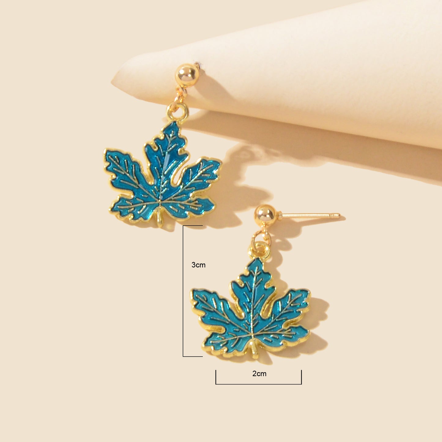 Chic Blue Enamel Leaf Hanging Earrings Novelty Plant Jewelry Ladies Unique Gifts