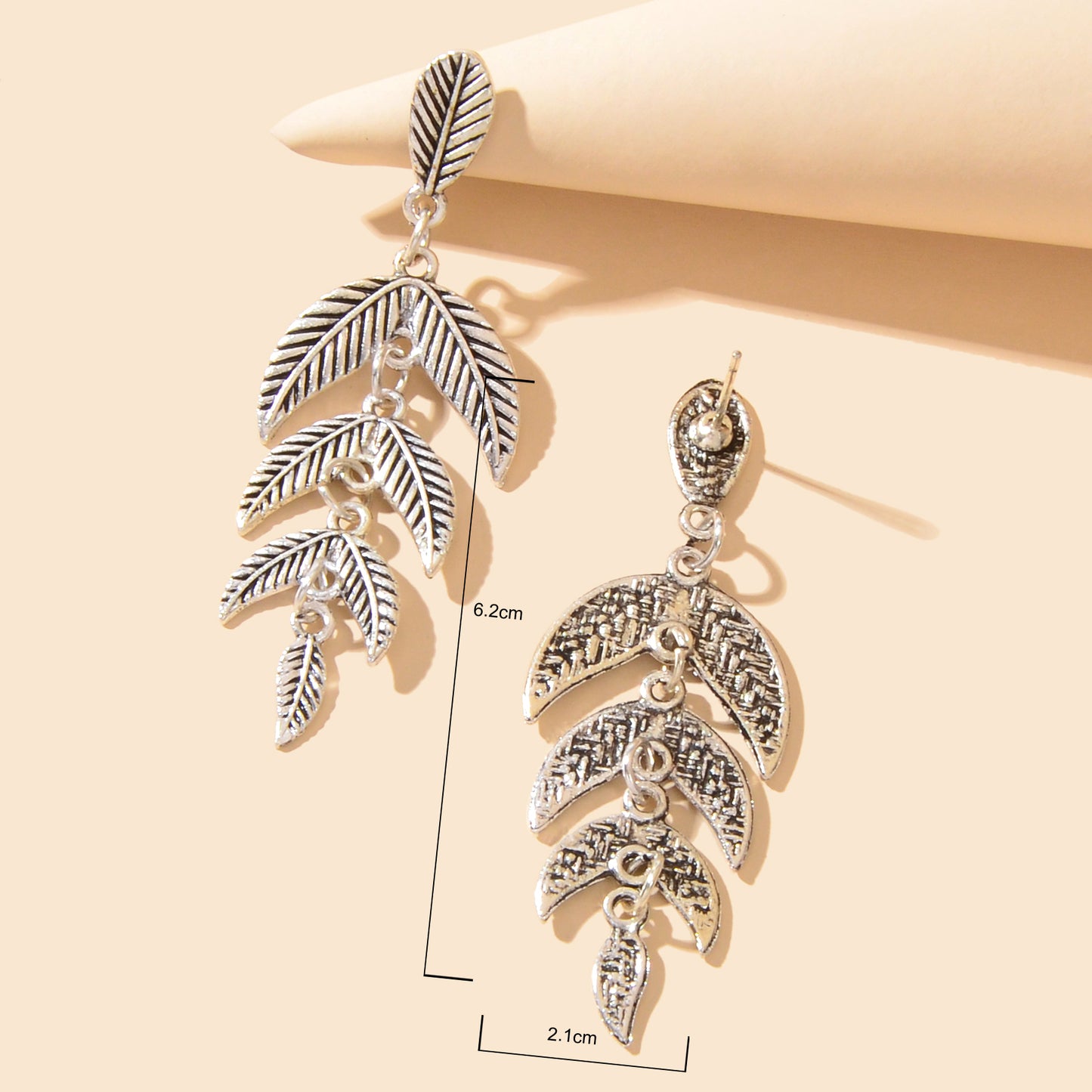 Vintage Accessories Antique Silvery Leaf Dangle Earrings for Women Daily Holiday Jewelry