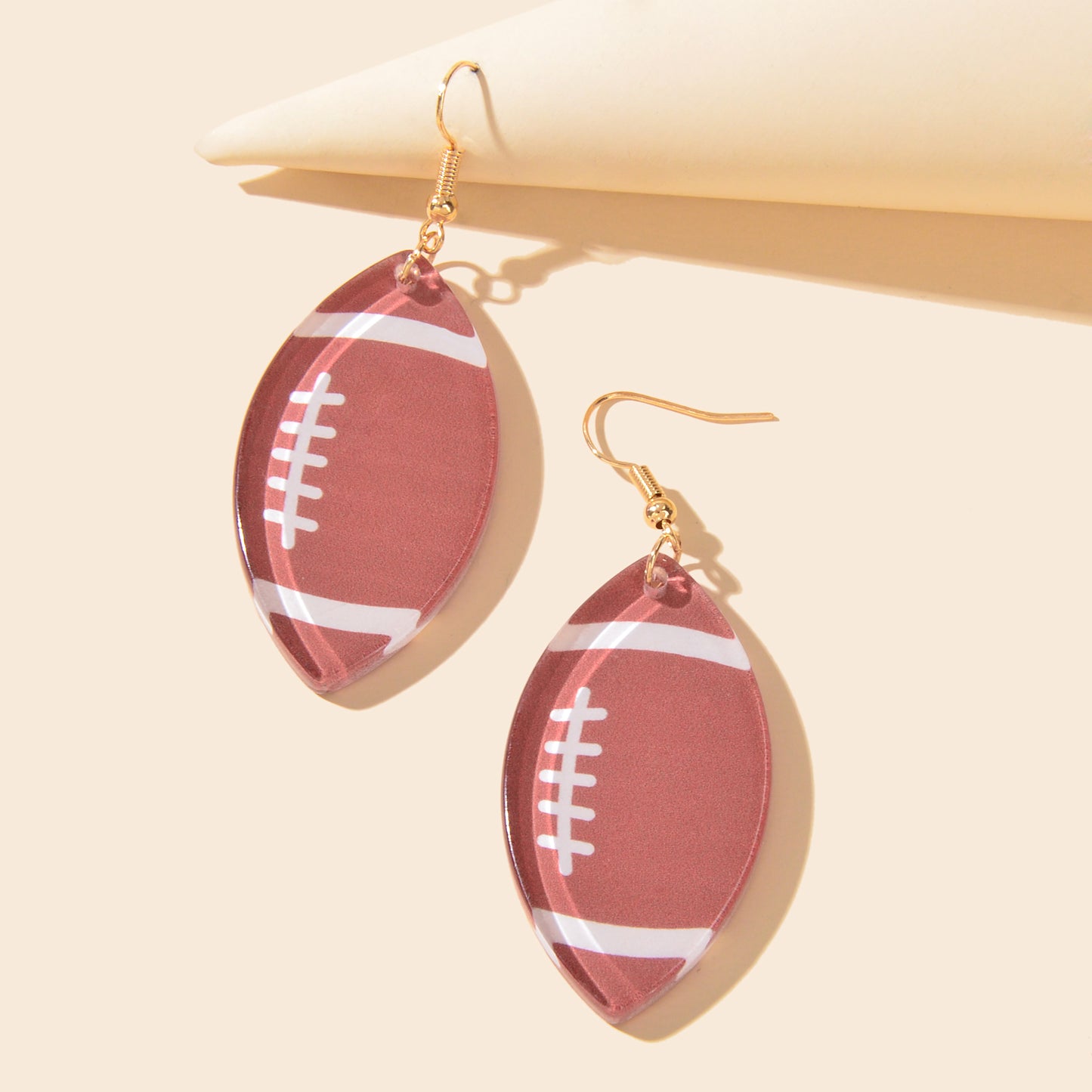 Acrylic Fun Cool Brown Footy Earrings Statement Rugby Sport Lover Jewellery Gift