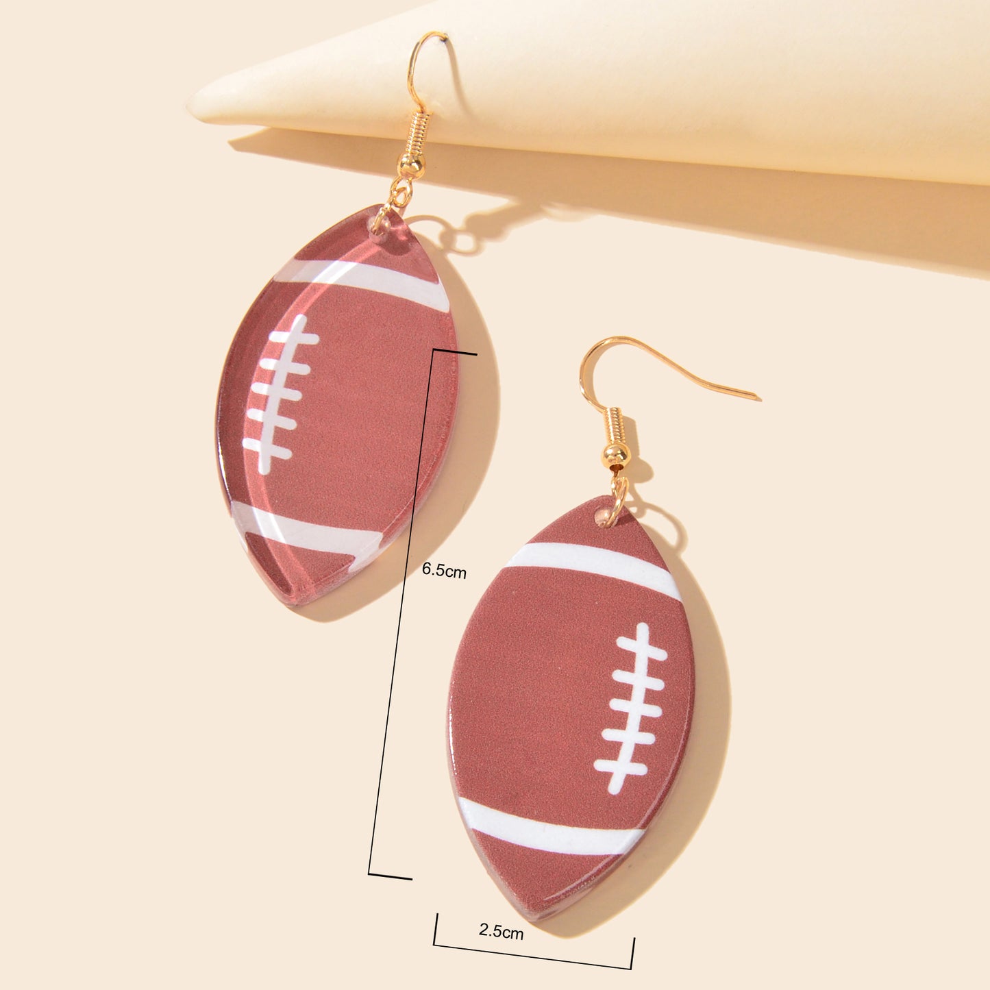 Acrylic Fun Cool Brown Footy Earrings Statement Rugby Sport Lover Jewellery Gift