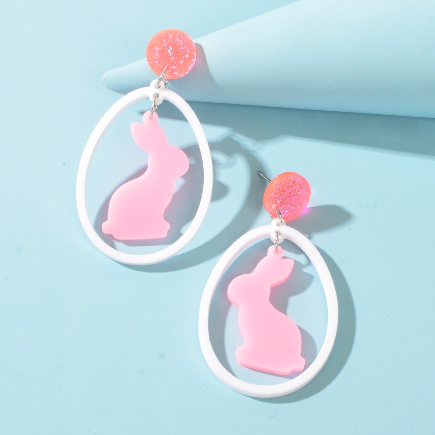 Lovely Pink Bunny Earrings Cute Charming Rabbit Ear Studs for a Whimsical Style