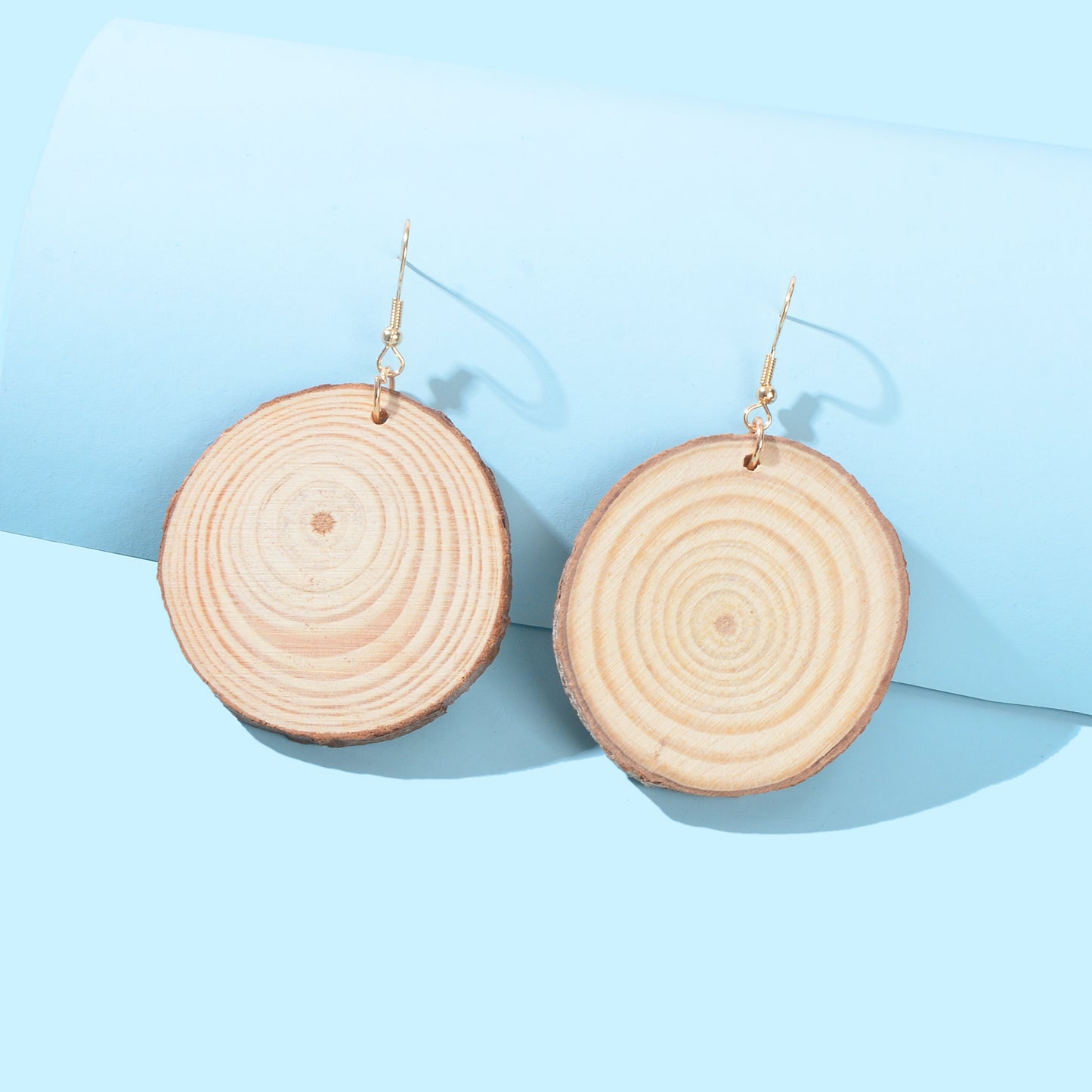 American Jewelry Ethnic Style Annual Rings Wood Dangle Hook Earrings for Holiday