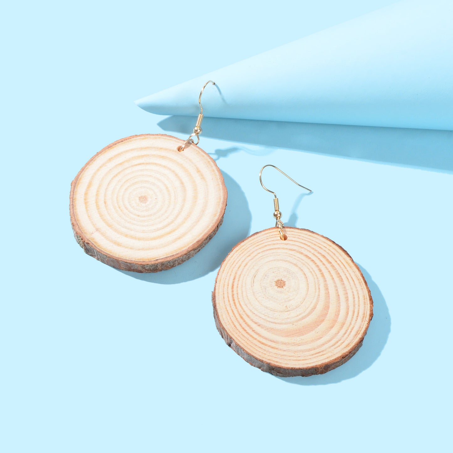 American Jewelry Ethnic Style Annual Rings Wood Dangle Hook Earrings for Holiday