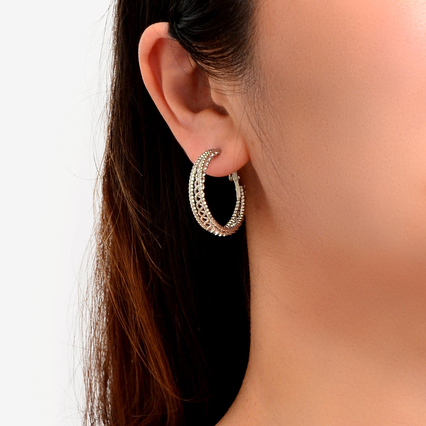 Women Gold Hollow Out Chunky Thick Open Twisted Huggie Statement Hoop Earrings